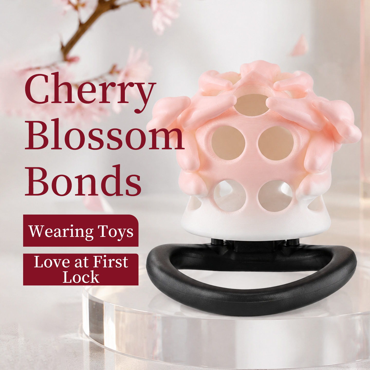 Female Face Male Chastity Lock – 40–60mm Adjustable Locking Rings