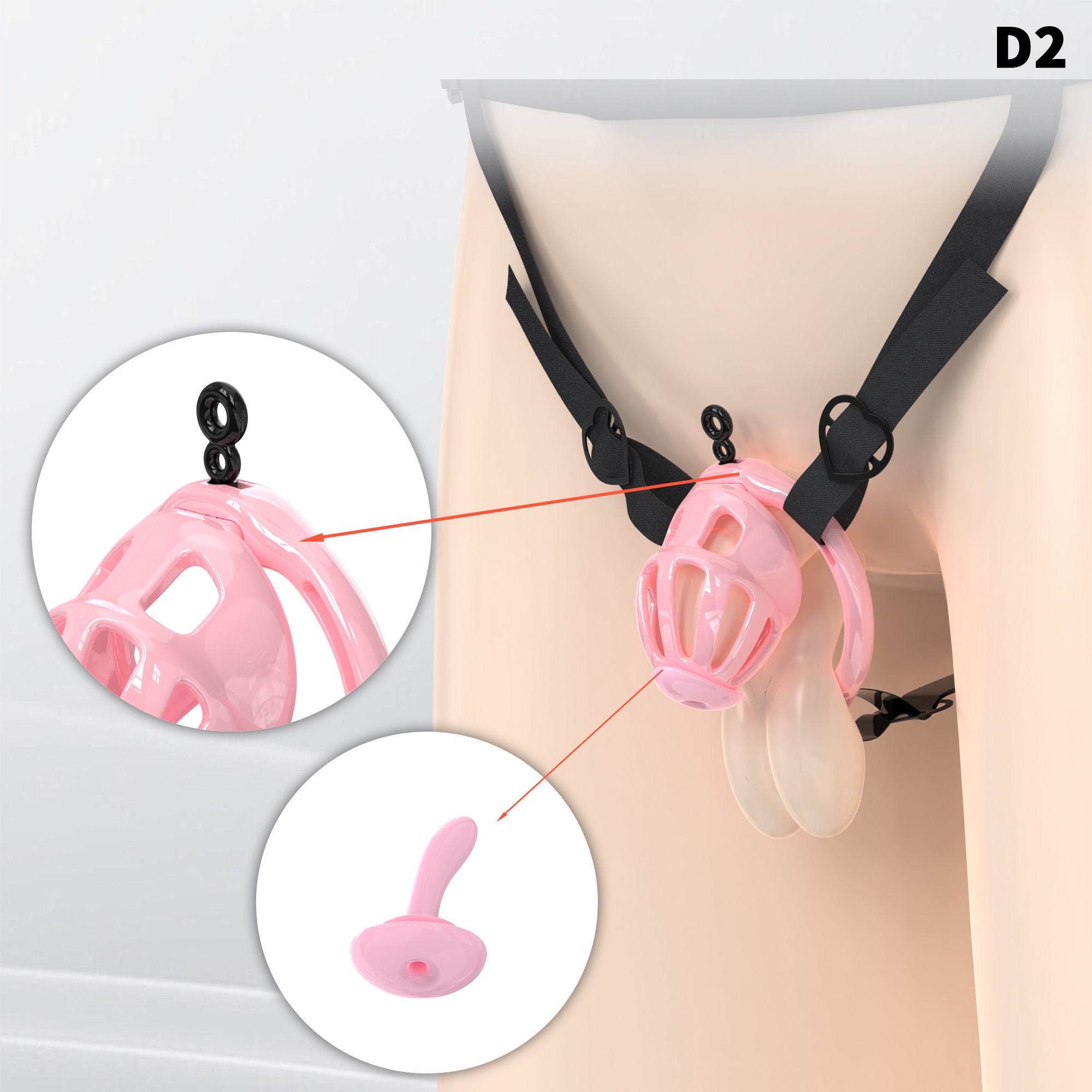 Lightweight ABS Chastity Cage with 6 Lock Rings – Breathable Male Chastity Device in Black, Pink, and Purple (S/M/L Sizes)-ToyAura