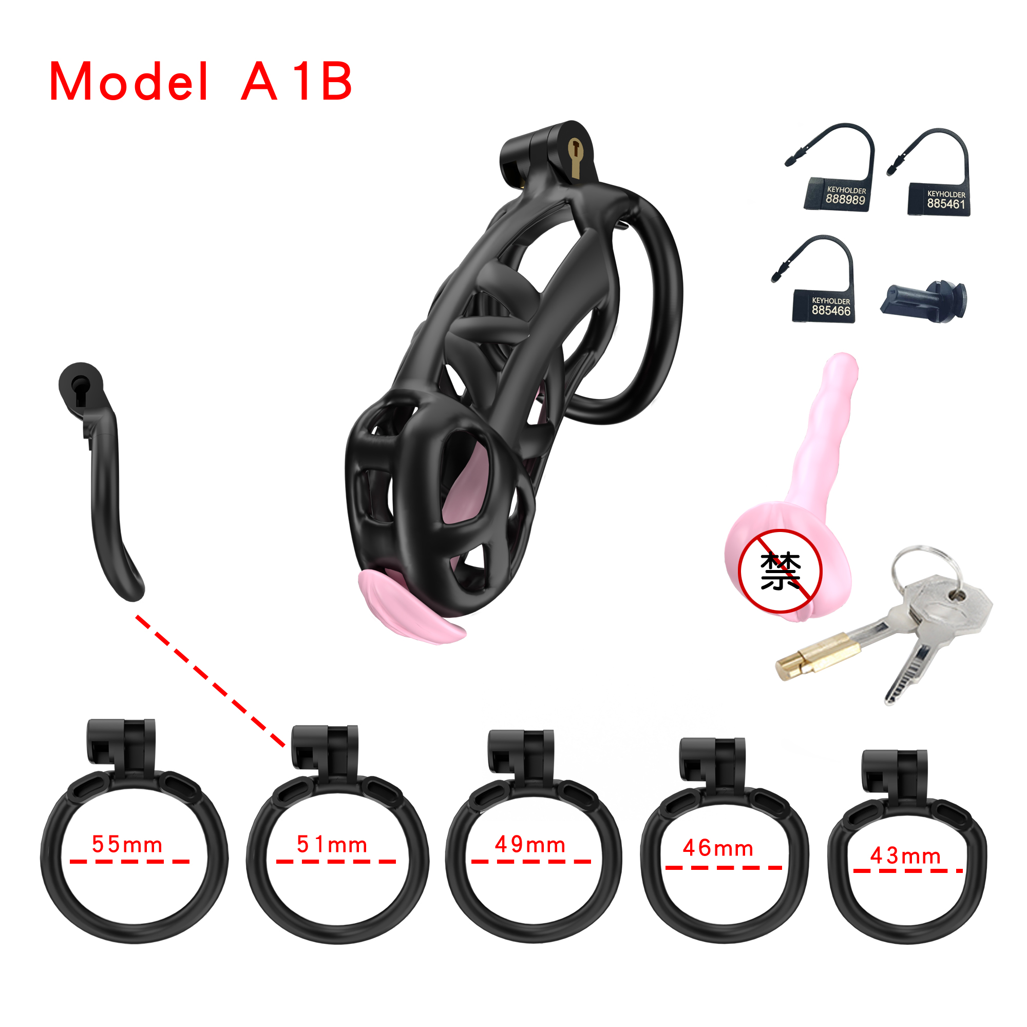 Black ABS Cobra Chastity Cage  (5 Sizes)