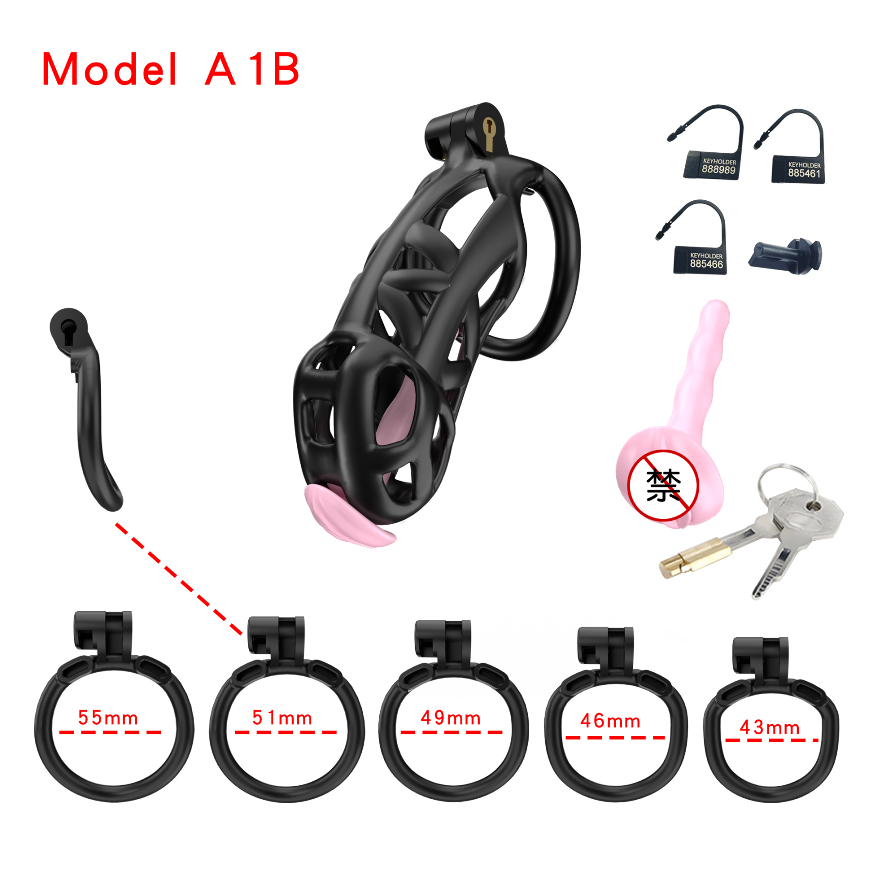Black ABS Cobra Chastity Cage  (5 Sizes)