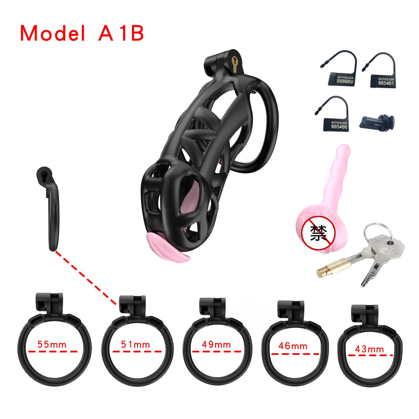 Black ABS Cobra Chastity Cage  (5 Sizes)