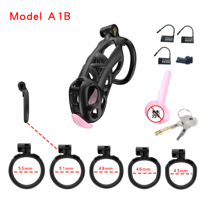 Black ABS Cobra Chastity Cage  (5 Sizes)