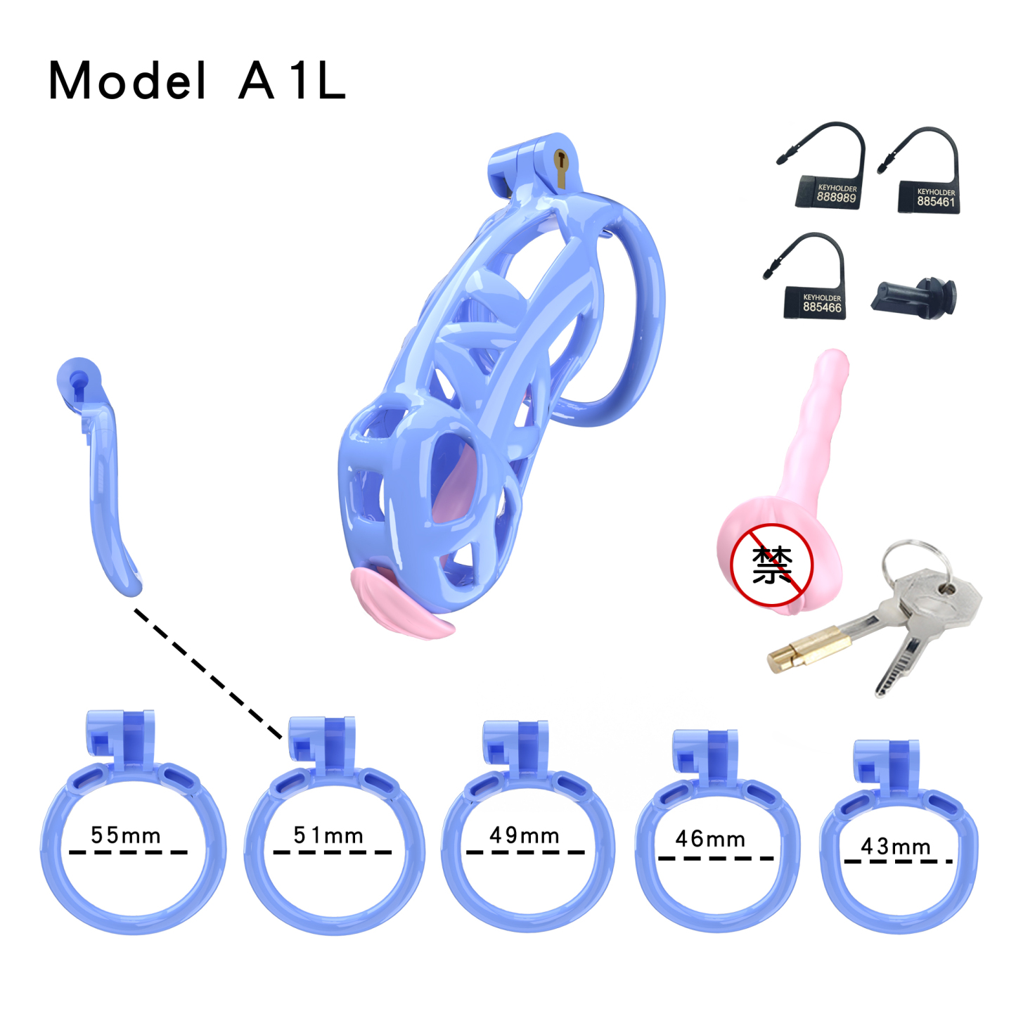 Blue ABS Cobra Chastity Cage – Male Chastity Device (5 Sizes)