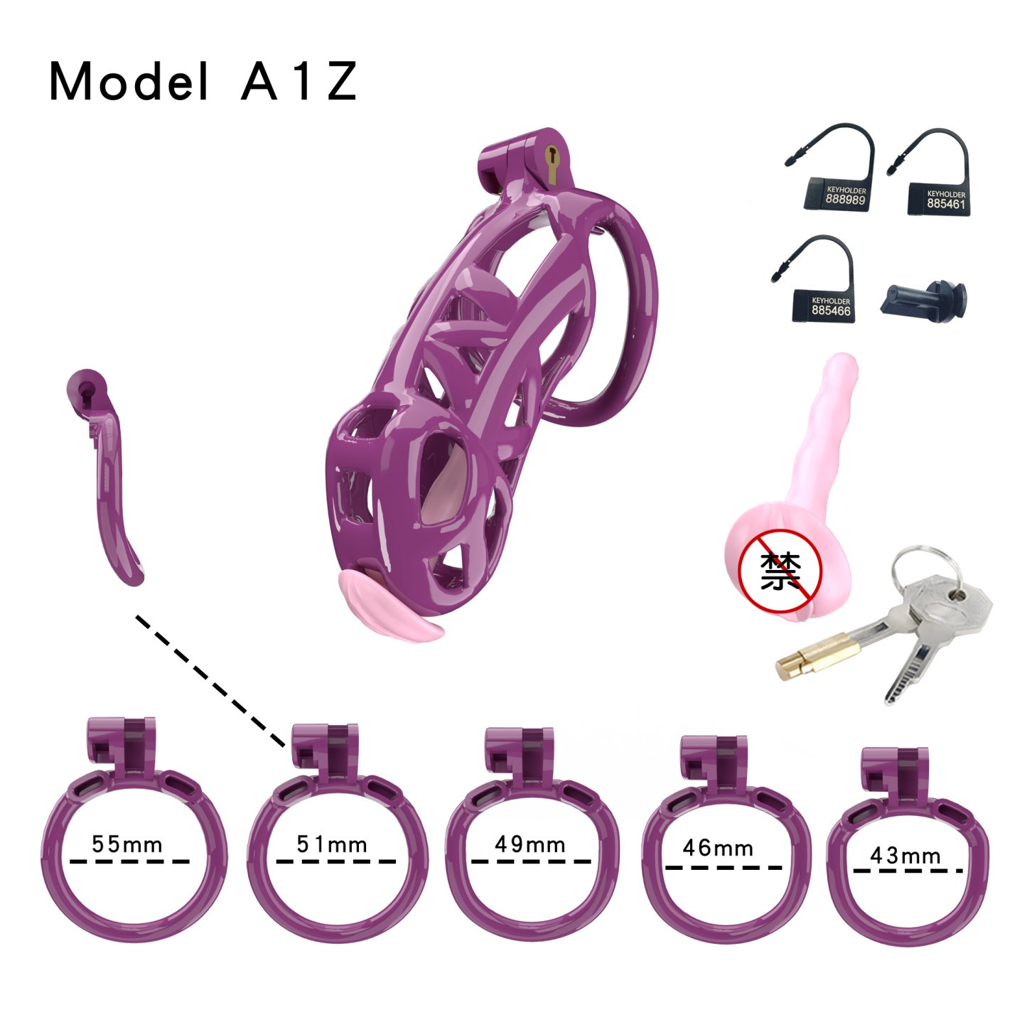 Purple ABS Cobra Chastity Cage – Male Chastity Device (5 Sizes)