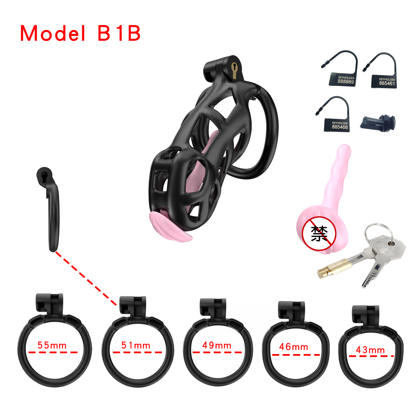 Black ABS Cobra Chastity Cage  (5 Sizes)