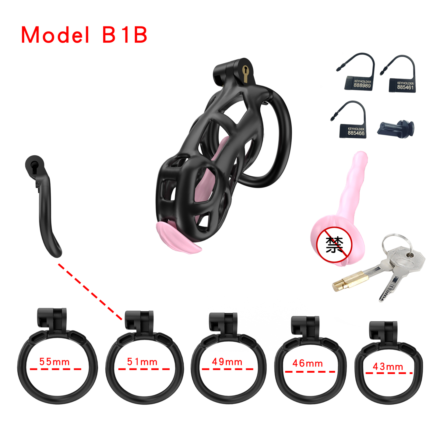 Black ABS Cobra Chastity Cage  (5 Sizes)