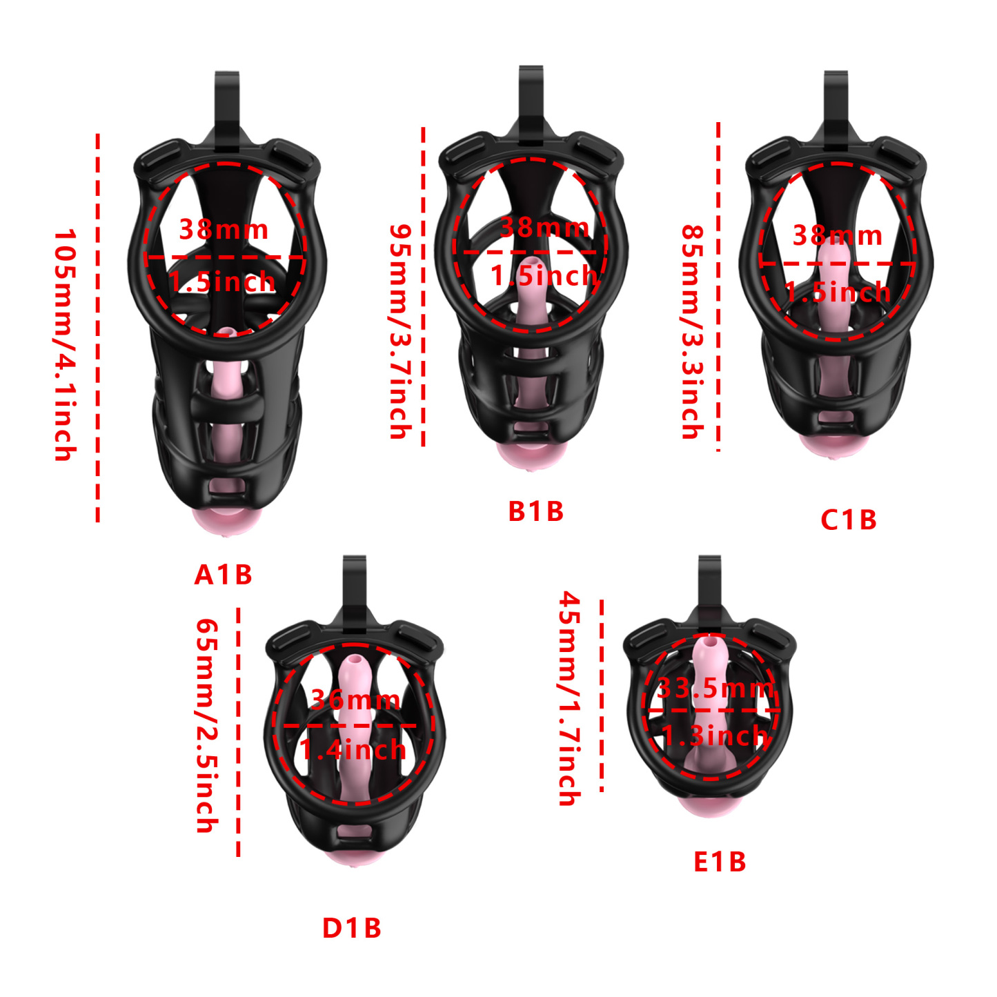 Black ABS Cobra Chastity Cage  (5 Sizes)