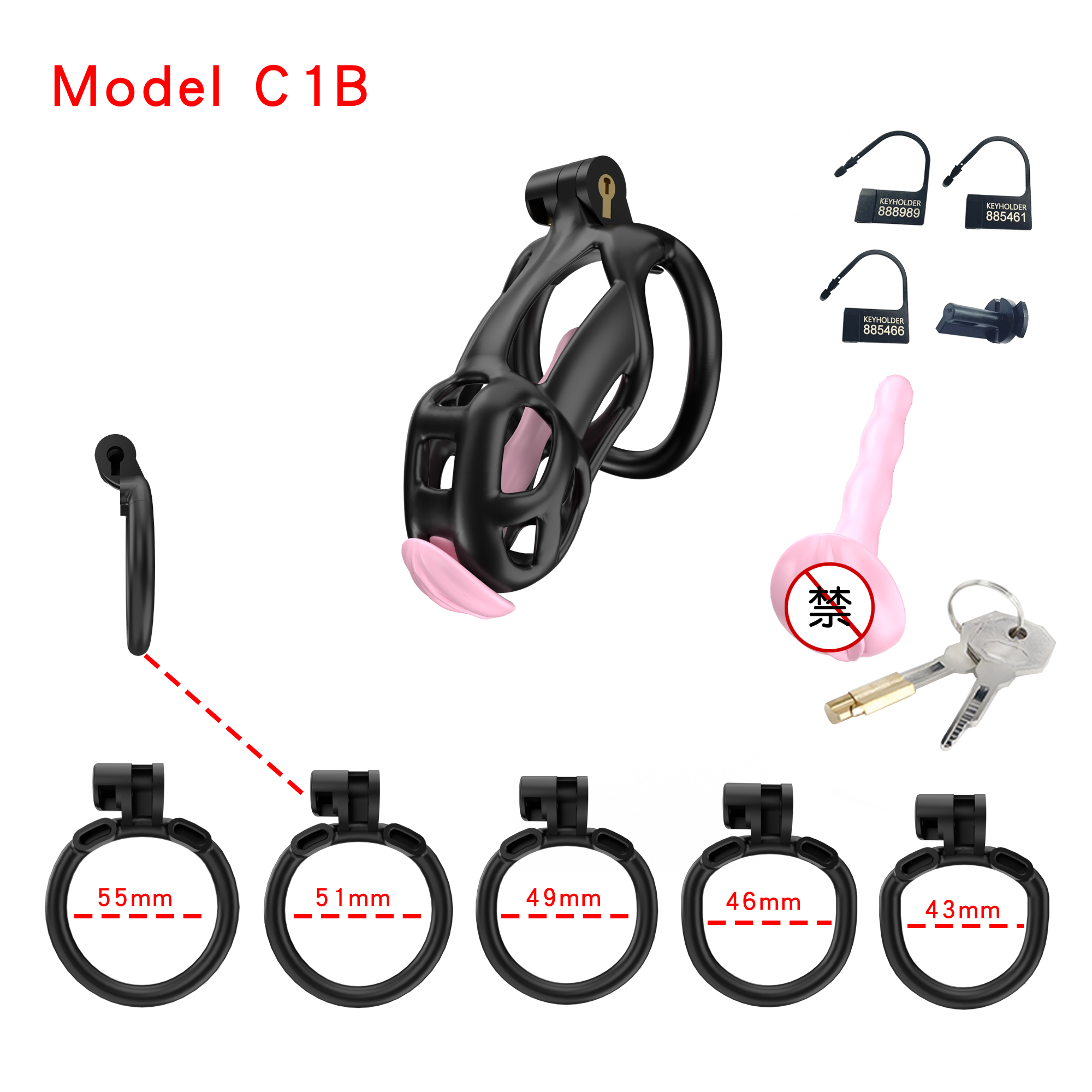 Black ABS Cobra Chastity Cage  (5 Sizes)