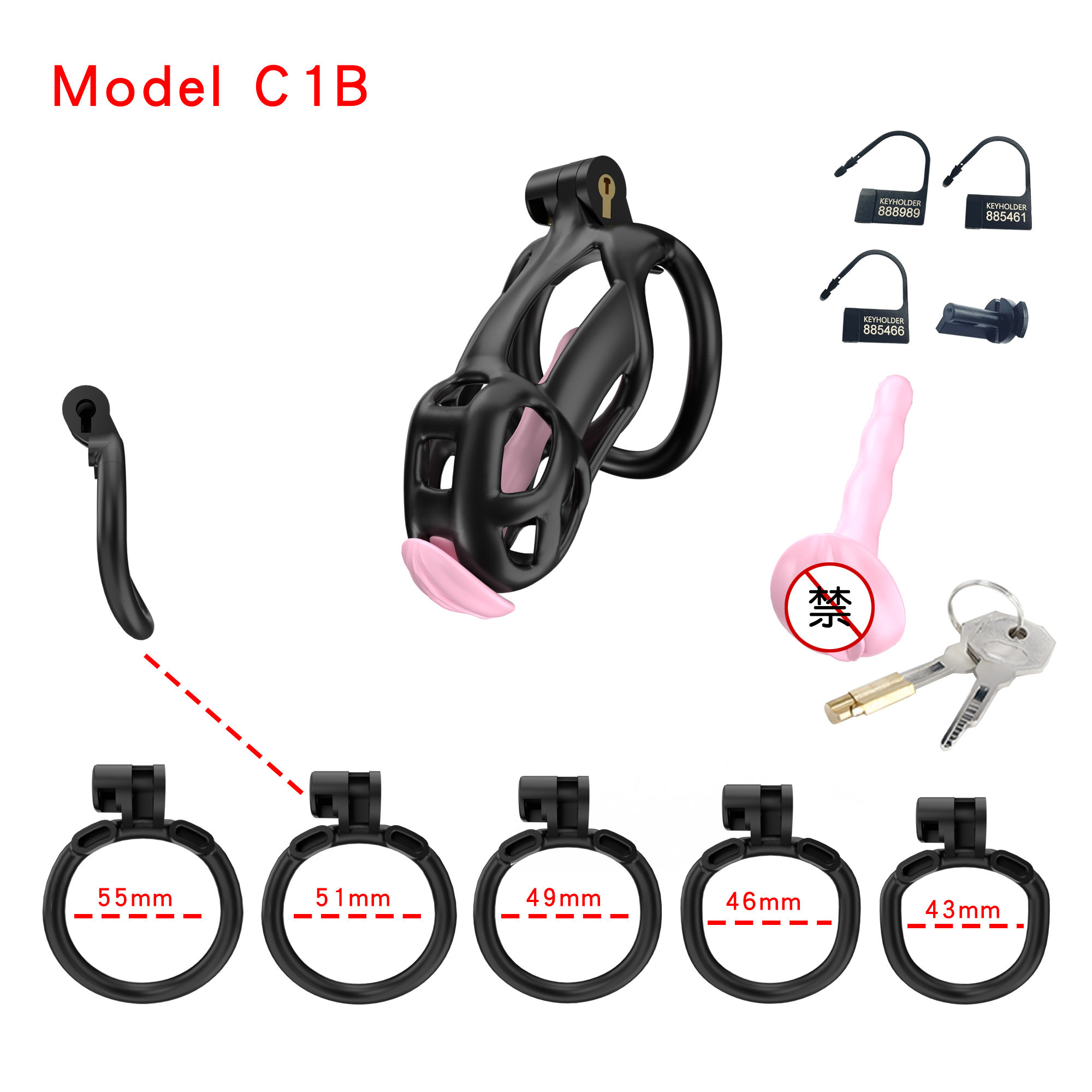 Black ABS Cobra Chastity Cage  (5 Sizes)