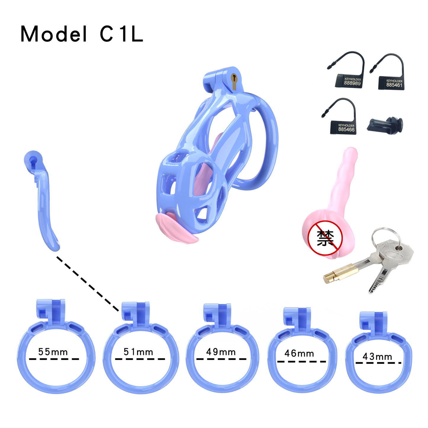 Blue ABS Cobra Chastity Cage – Male Chastity Device (5 Sizes)