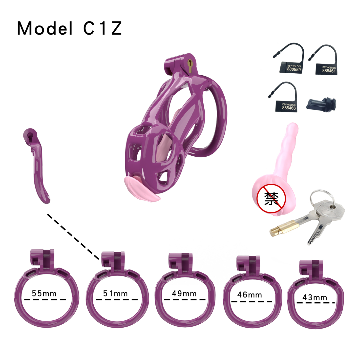 Purple ABS Cobra Chastity Cage – Male Chastity Device (5 Sizes)