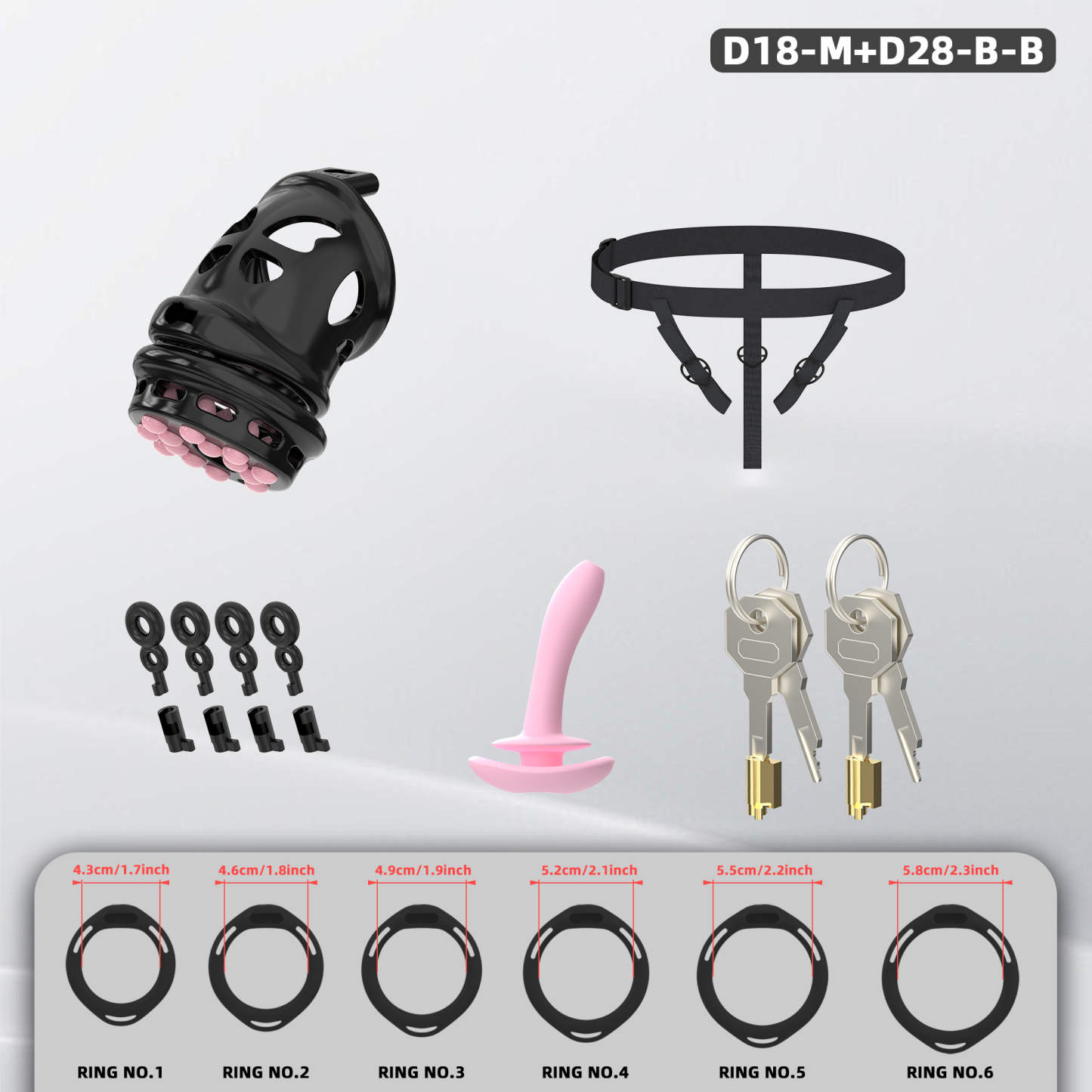 Double Layer Resin Chastity Cage Set for Men – Adjustable Hard Resin Cage with Soft Silicone Spike Bead Ring, S/M Sizes, Pink Purple Black Options