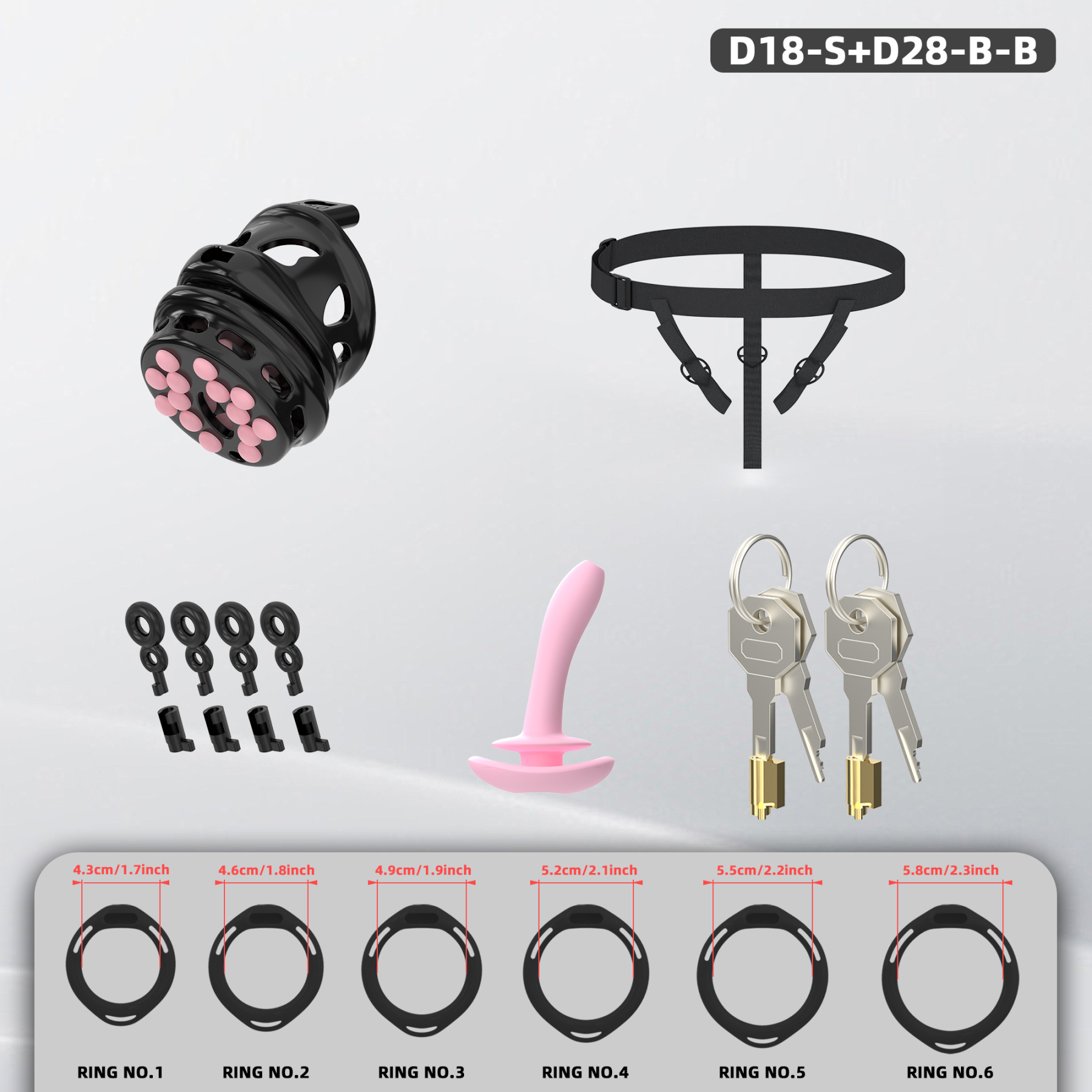 Double Layer Resin Chastity Cage Set for Men – Adjustable Hard Resin Cage with Soft Silicone Spike Bead Ring, S/M Sizes, Pink Purple Black Options
