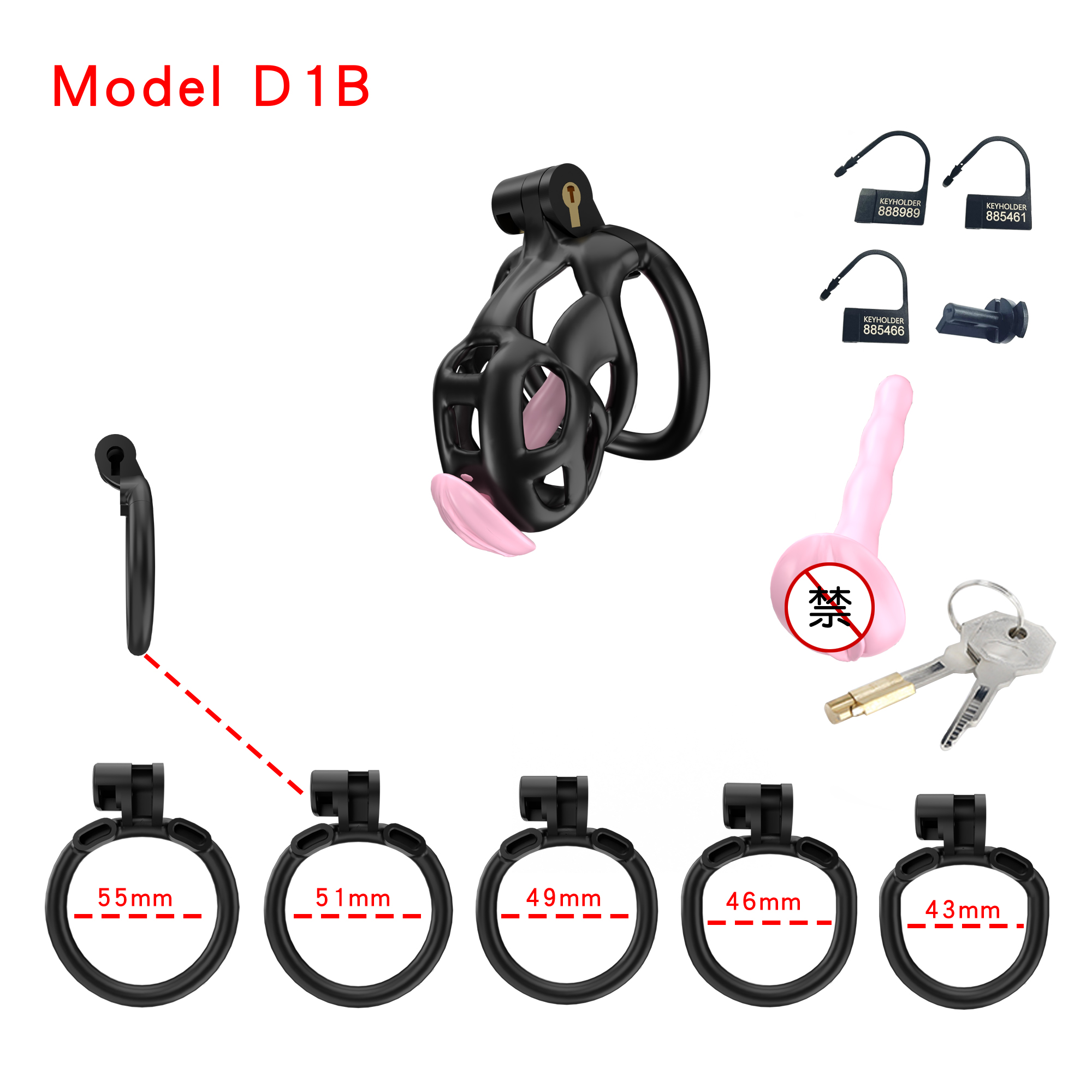 Black ABS Cobra Chastity Cage  (5 Sizes)