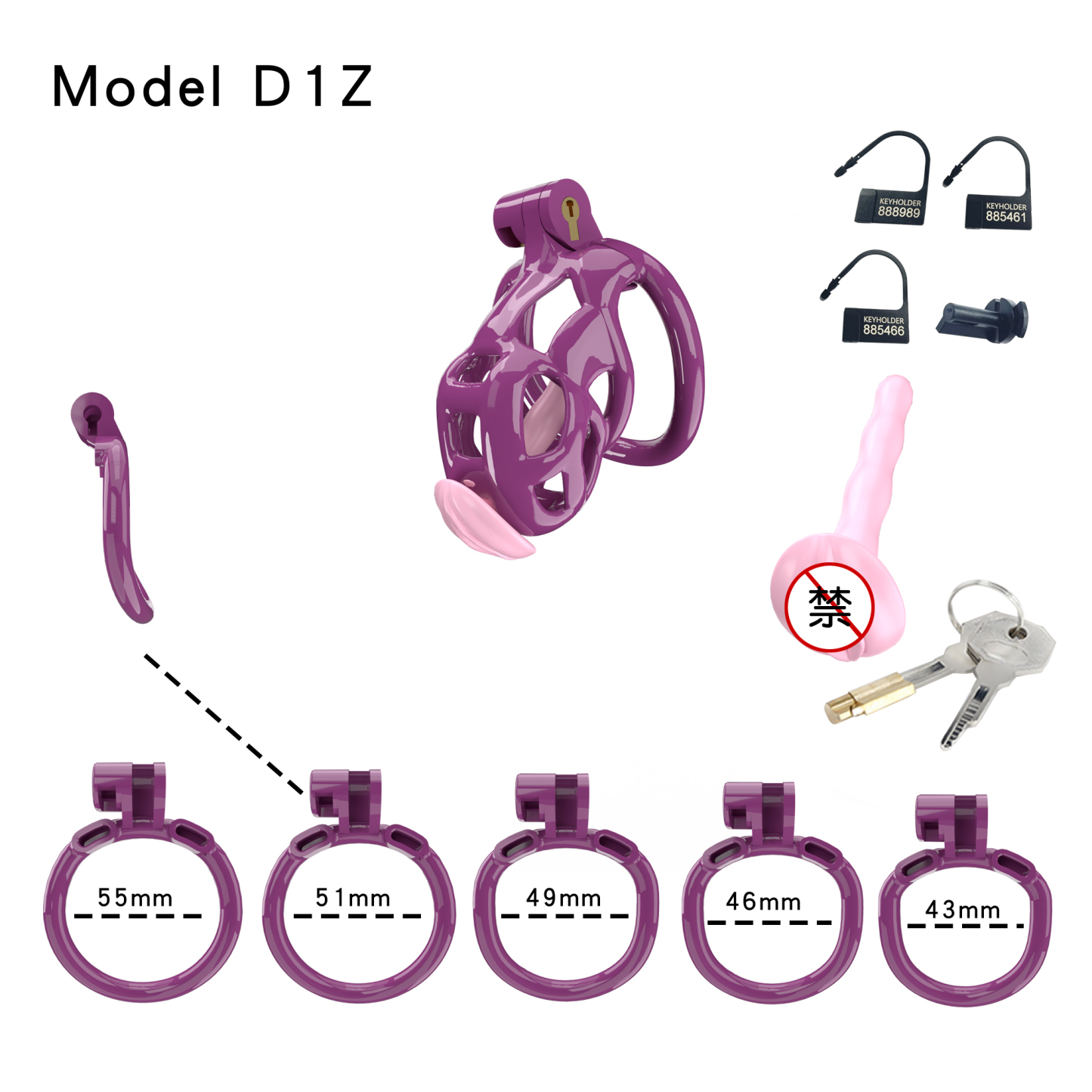 Purple ABS Cobra Chastity Cage – Male Chastity Device (5 Sizes)
