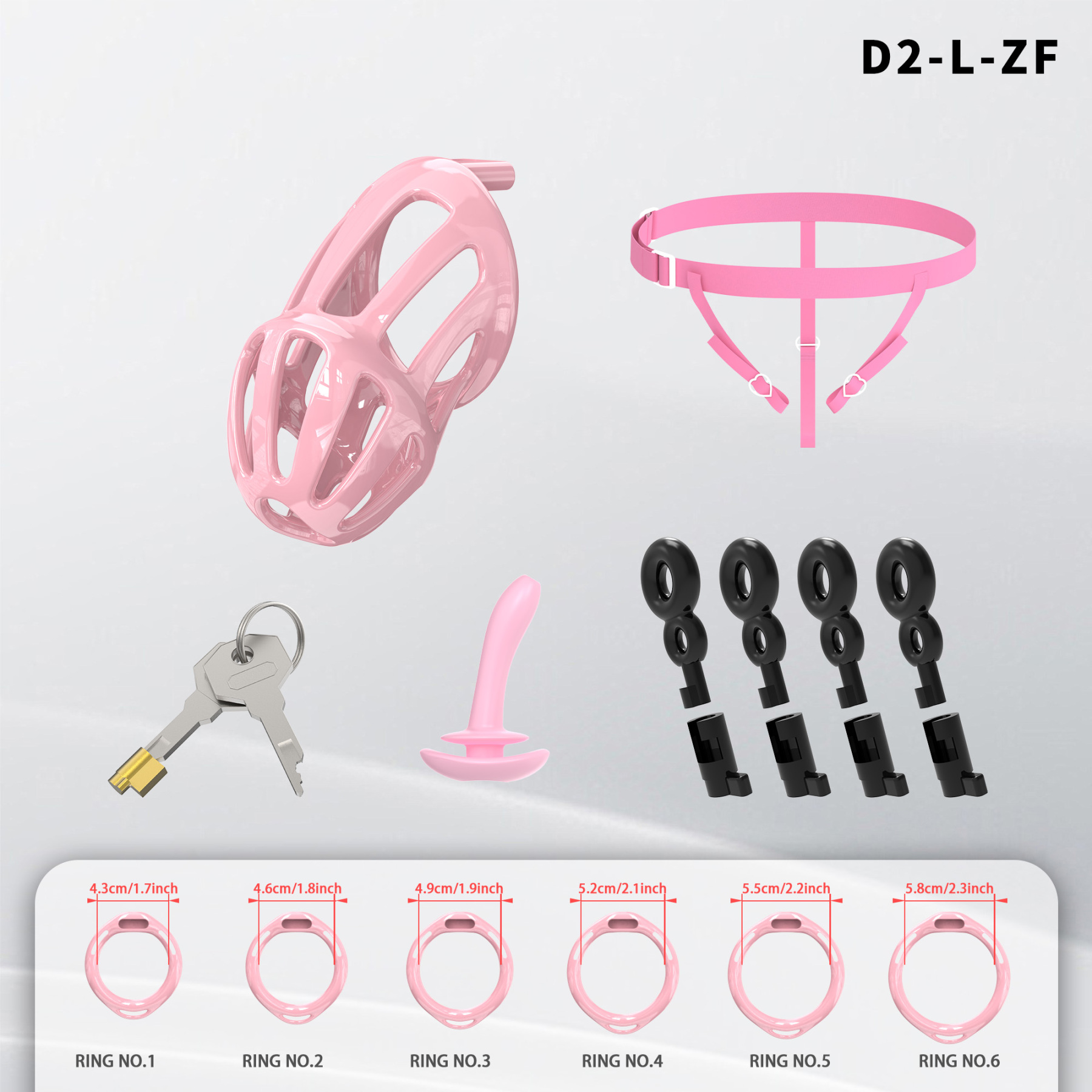 Lightweight ABS Chastity Cage with 6 Lock Rings – Breathable Male Chastity Device in Black, Pink, and Purple (S/M/L Sizes)-ToyAura