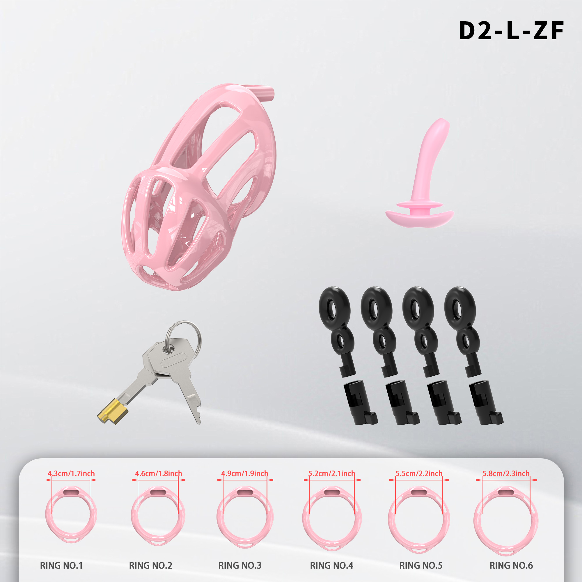 Lightweight ABS Chastity Cage with 6 Lock Rings – Breathable Male Chastity Device in Black, Pink, and Purple (S/M/L Sizes)-ToyAura