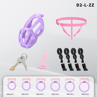Lightweight ABS Chastity Cage with 6 Lock Rings – Breathable Male Chastity Device in Black, Pink, and Purple (S/M/L Sizes)-ToyAura