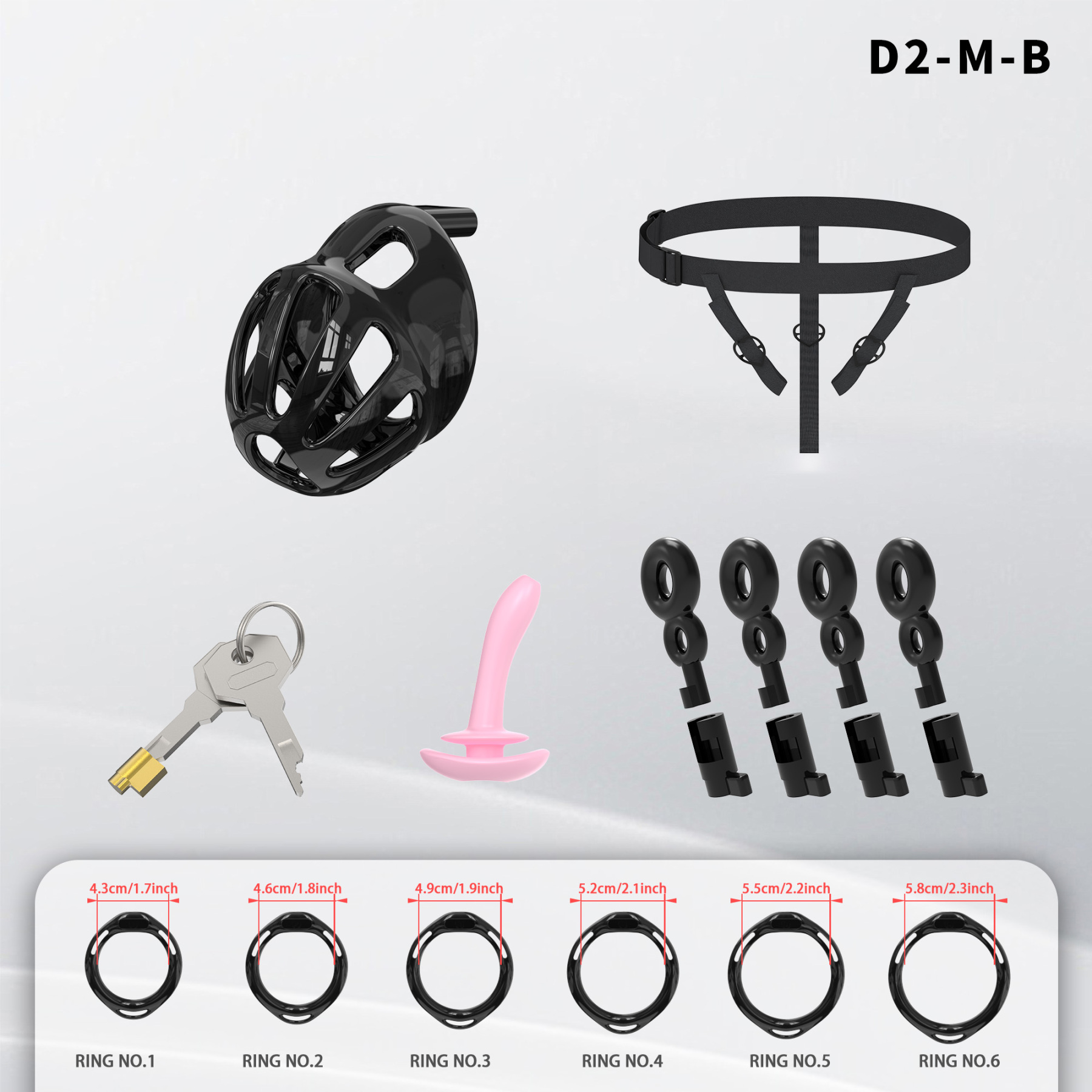 Lightweight ABS Chastity Cage with 6 Lock Rings – Breathable Male Chastity Device in Black, Pink, and Purple (S/M/L Sizes)-ToyAura