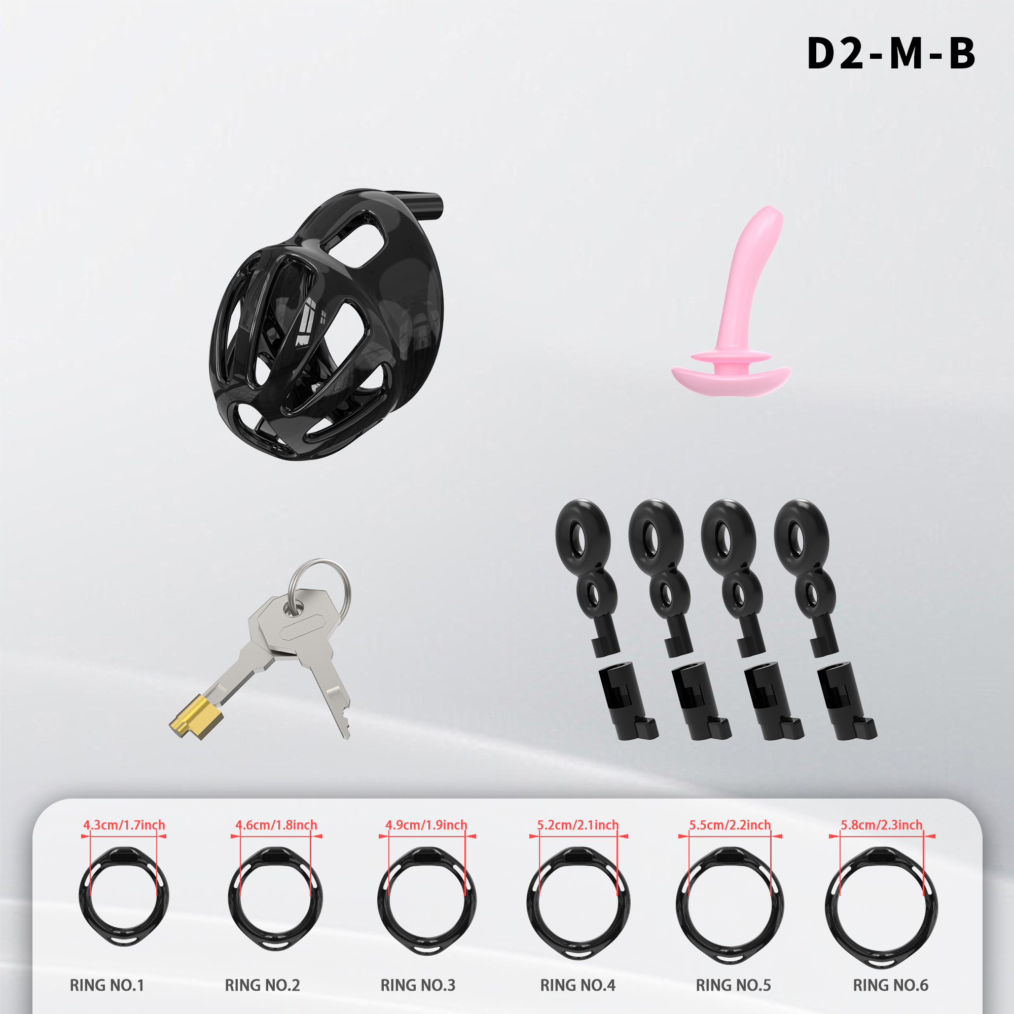 Lightweight ABS Chastity Cage with 6 Lock Rings – Breathable Male Chastity Device in Black, Pink, and Purple (S/M/L Sizes)-ToyAura