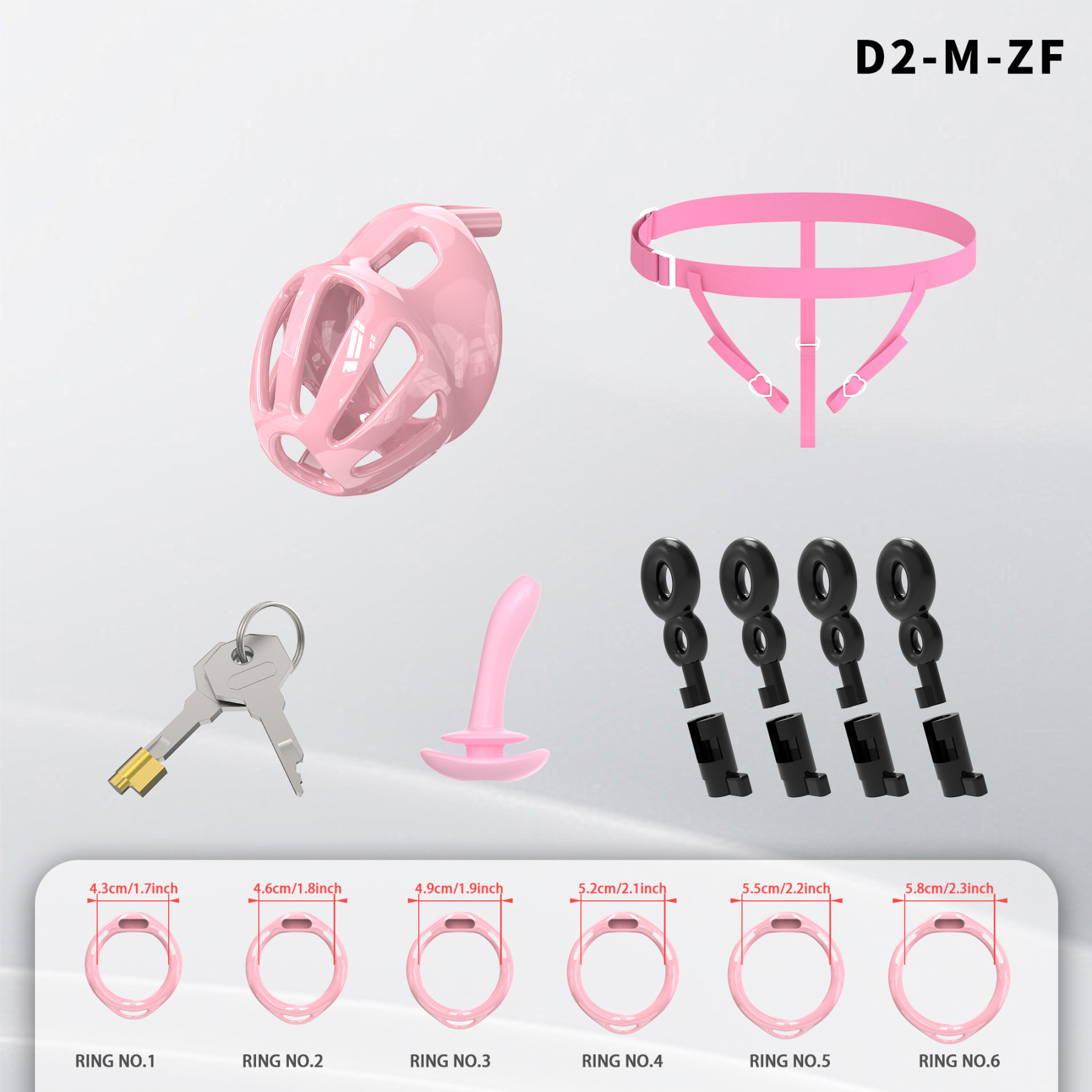 Lightweight ABS Chastity Cage with 6 Lock Rings – Breathable Male Chastity Device in Black, Pink, and Purple (S/M/L Sizes)-ToyAura
