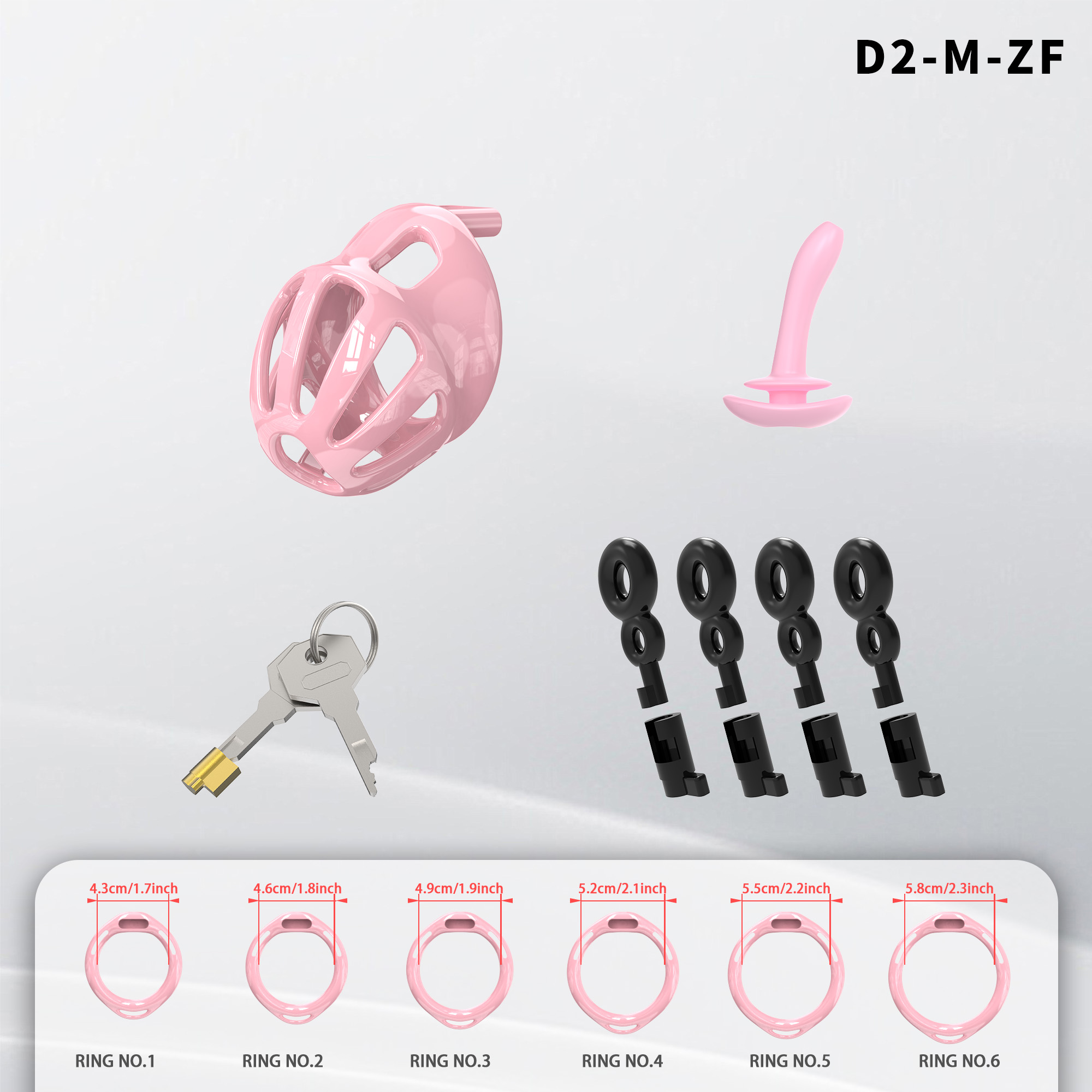 Lightweight ABS Chastity Cage with 6 Lock Rings – Breathable Male Chastity Device in Black, Pink, and Purple (S/M/L Sizes)-ToyAura