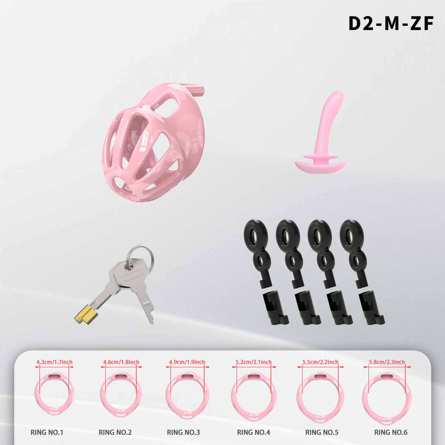 Lightweight ABS Chastity Cage with 6 Lock Rings – Breathable Male Chastity Device in Black, Pink, and Purple (S/M/L Sizes)-ToyAura