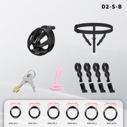 Lightweight ABS Chastity Cage with 6 Lock Rings – Breathable Male Chastity Device in Black, Pink, and Purple (S/M/L Sizes)-ToyAura