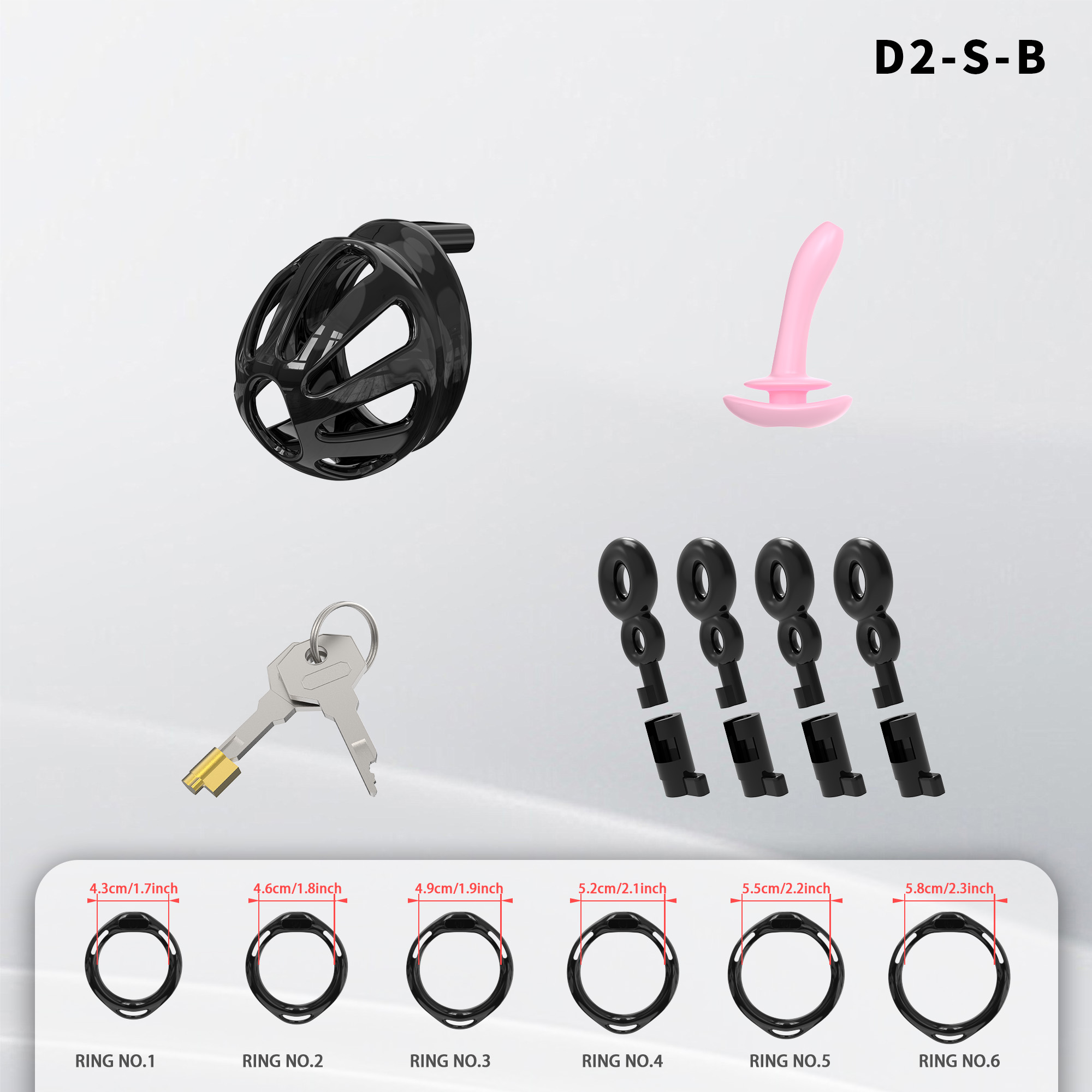 Lightweight ABS Chastity Cage with 6 Lock Rings – Breathable Male Chastity Device in Black, Pink, and Purple (S/M/L Sizes)-ToyAura