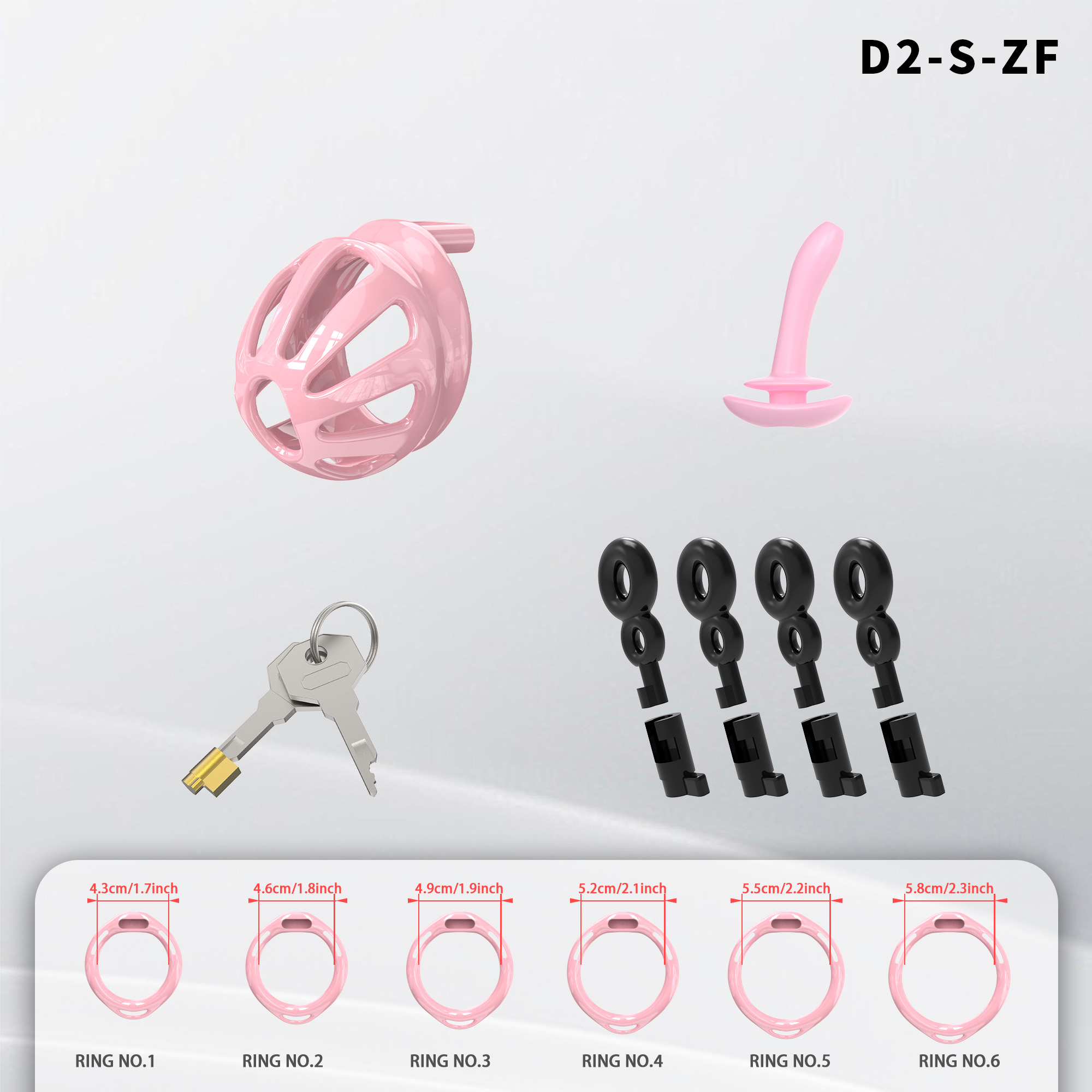 Lightweight ABS Chastity Cage with 6 Lock Rings – Breathable Male Chastity Device in Black, Pink, and Purple (S/M/L Sizes)