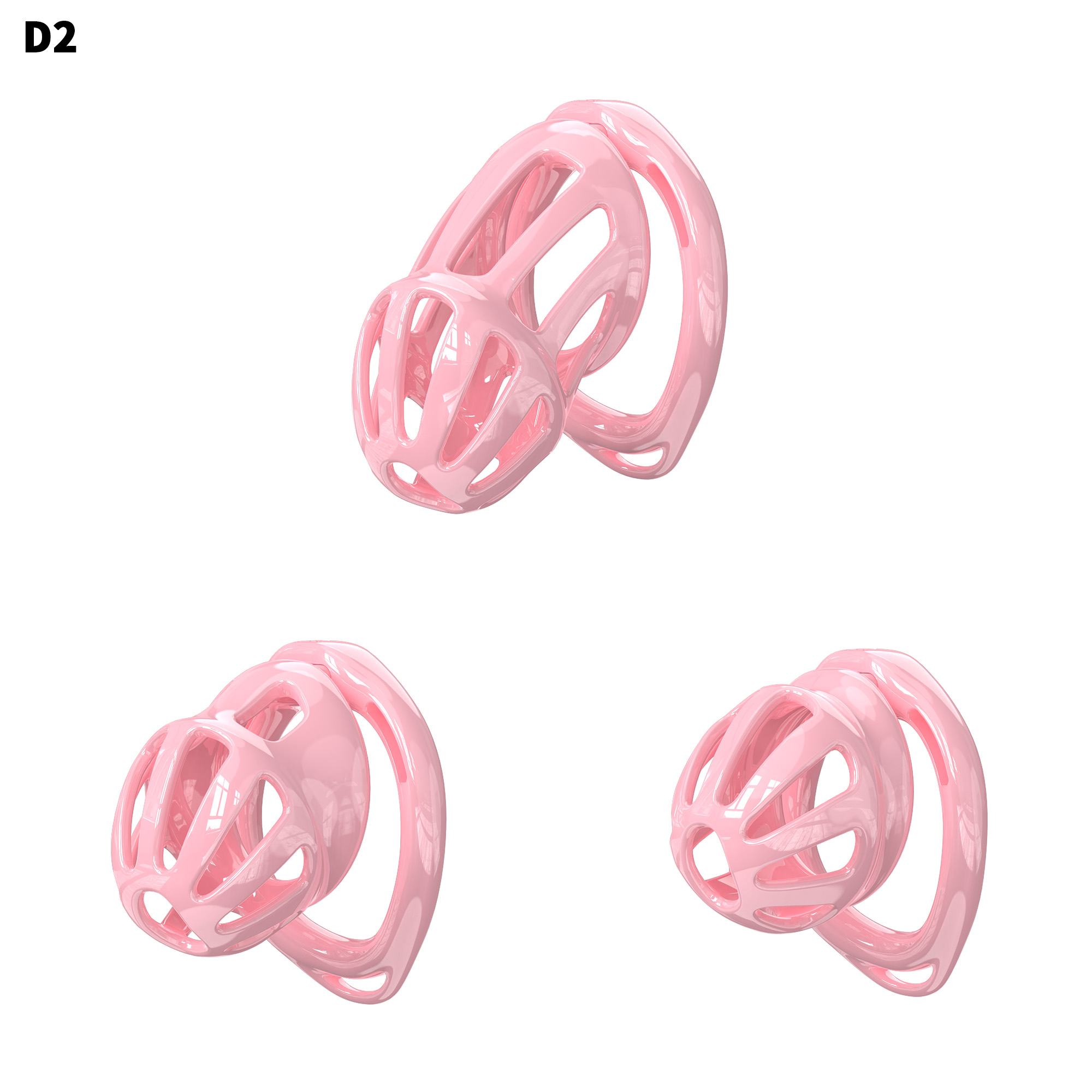Lightweight ABS Chastity Cage with 6 Lock Rings – Breathable Male Chastity Device in Black, Pink, and Purple (S/M/L Sizes)-ToyAura