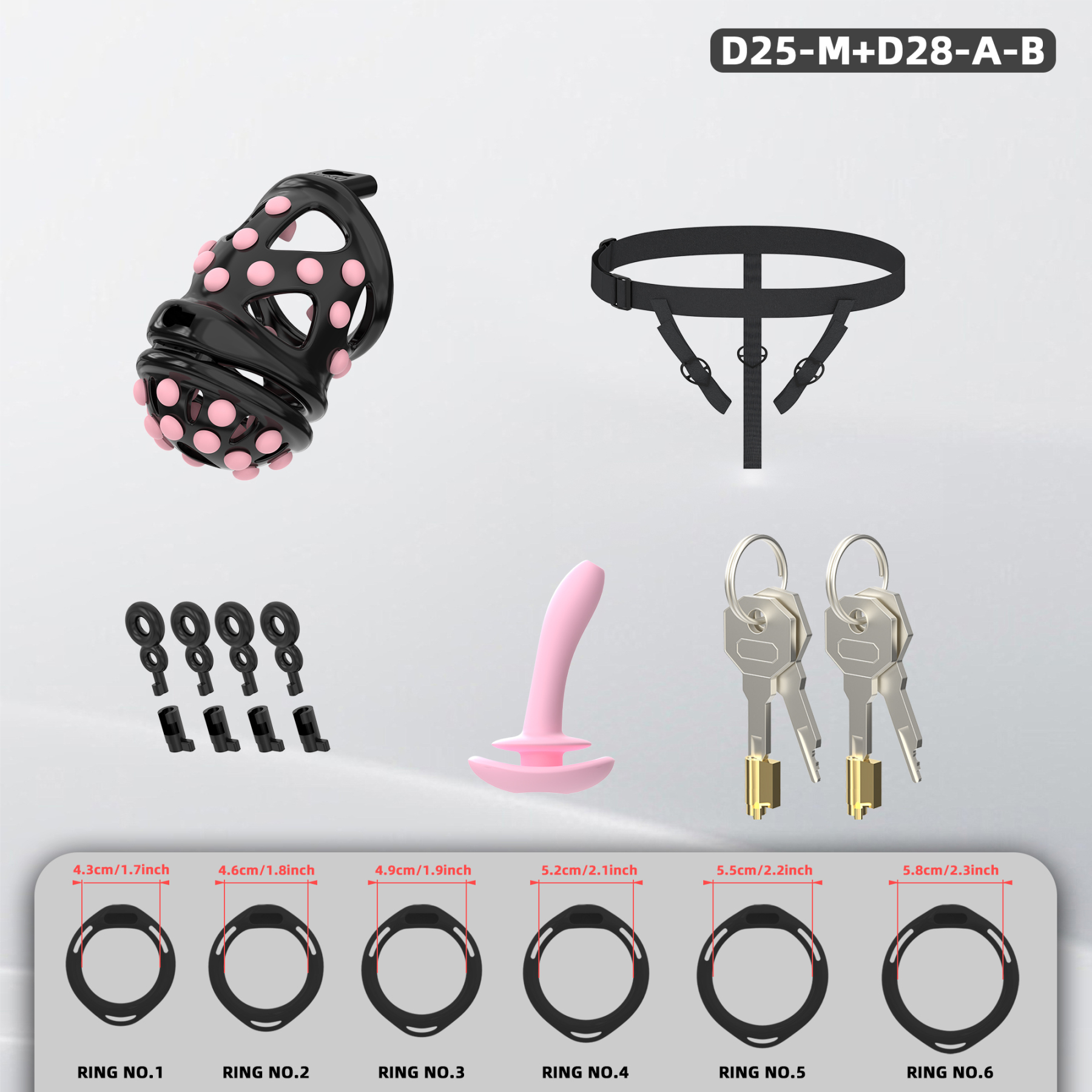 Silicone Soft Nail Chastity Cage | Male Chastity Device with Airport-Security Plastic Lock – 3 Wearing Methods, Pink/Black/Purple, S/M Sizes