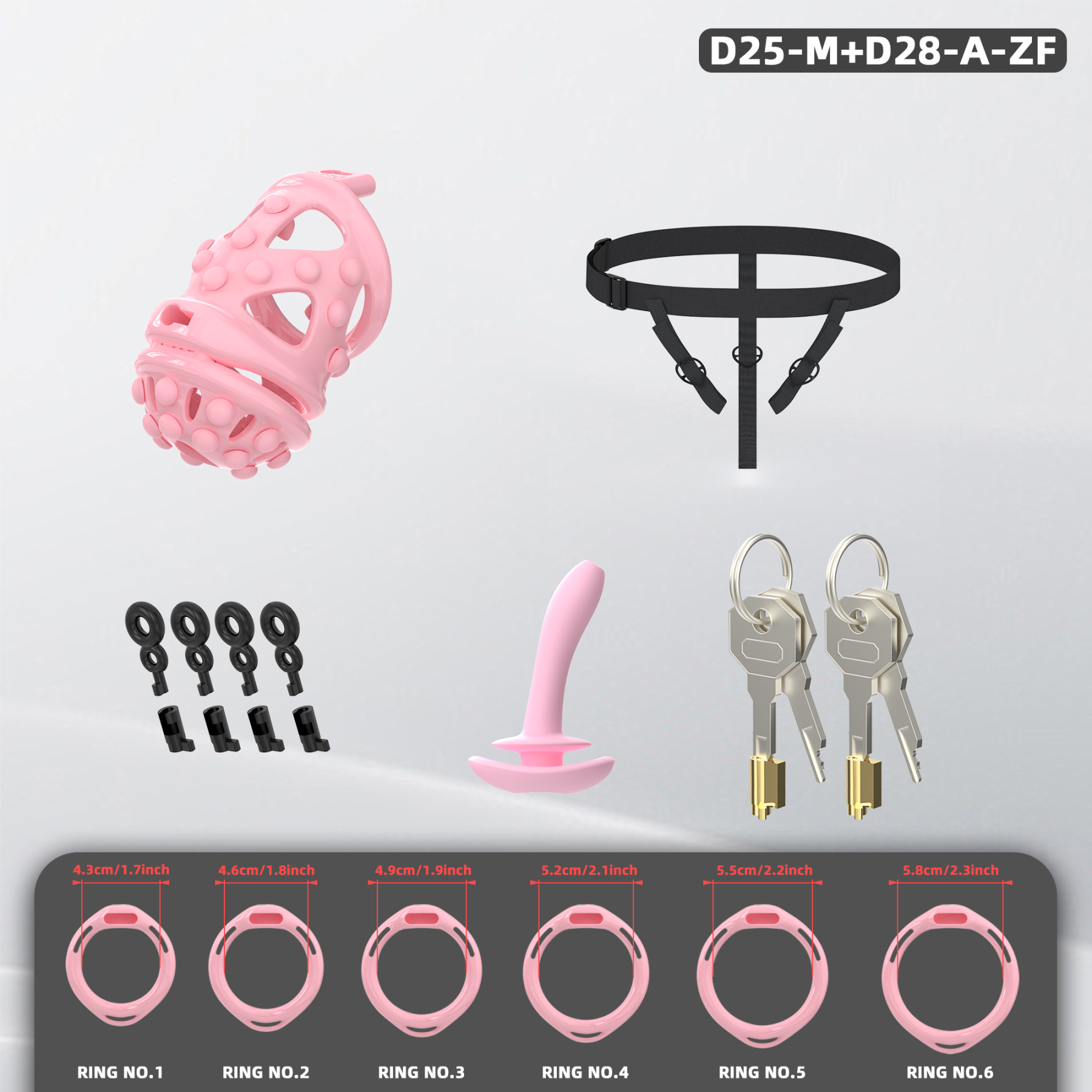 Silicone Soft Nail Chastity Cage | Male Chastity Device with Airport-Security Plastic Lock – 3 Wearing Methods, Pink/Black/Purple, S/M Sizes