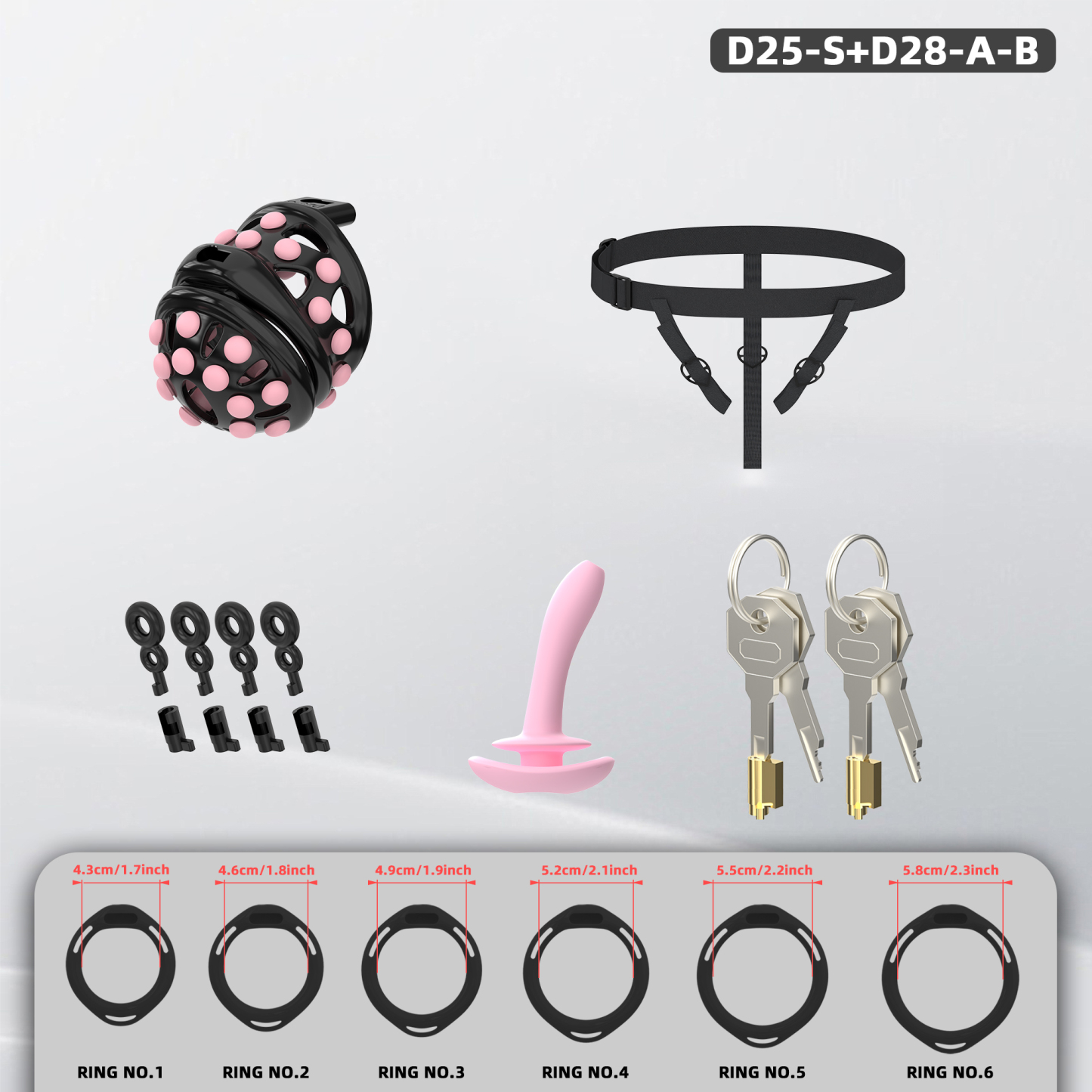 Silicone Soft Nail Chastity Cage | Male Chastity Device with Airport-Security Plastic Lock – 3 Wearing Methods, Pink/Black/Purple, S/M Sizes