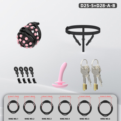 Silicone Soft Nail Chastity Cage | Male Chastity Device with Airport-Security Plastic Lock – 3 Wearing Methods, Pink/Black/Purple, S/M Sizes