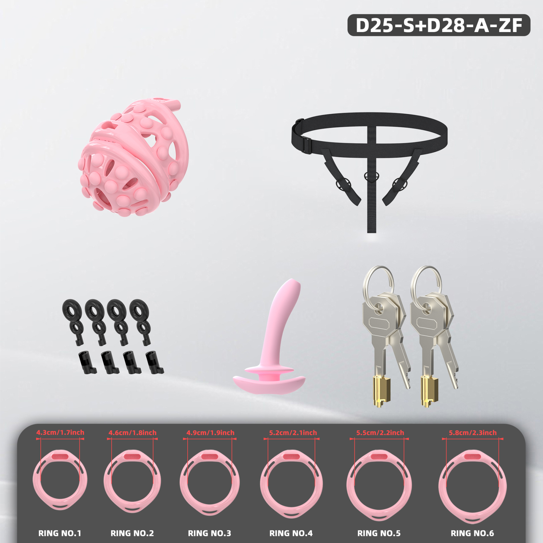 Silicone Soft Nail Chastity Cage | Male Chastity Device with Airport-Security Plastic Lock – 3 Wearing Methods, Pink/Black/Purple, S/M Sizes