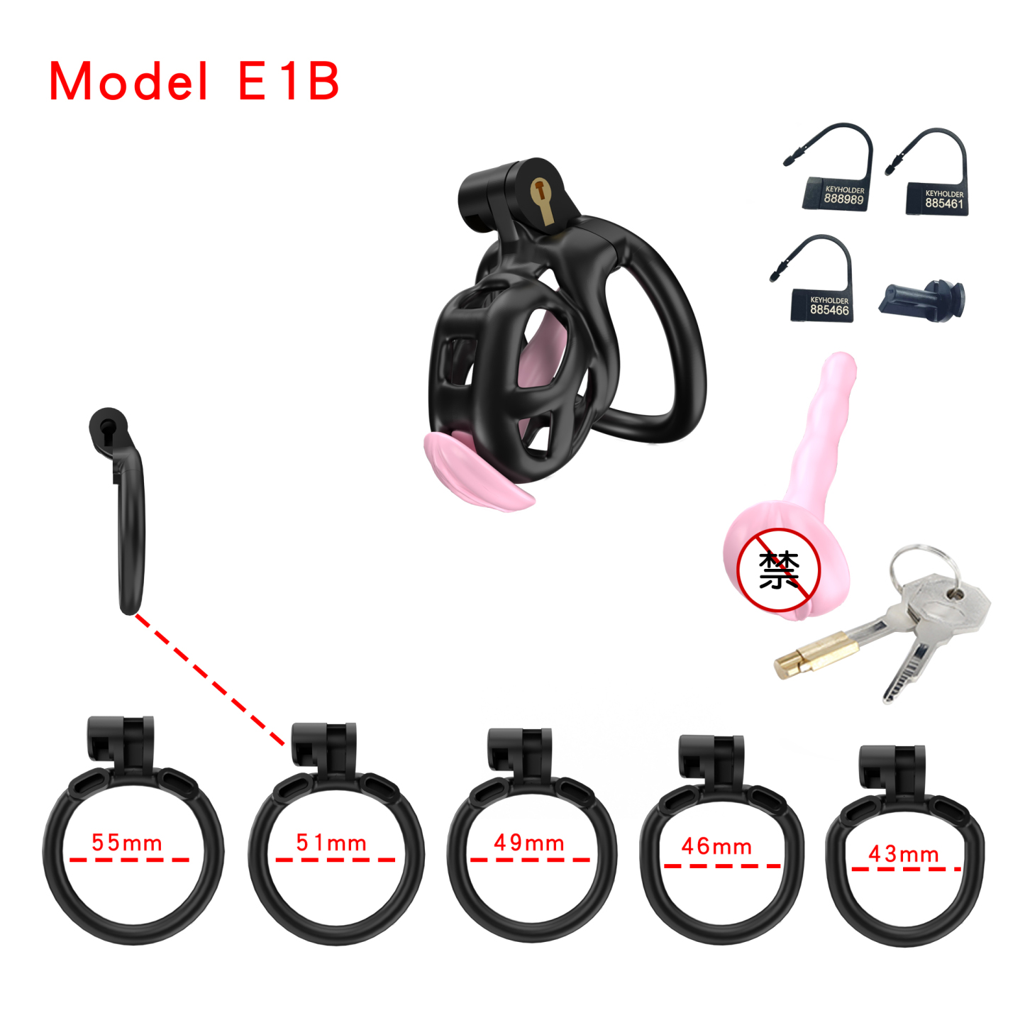 Black ABS Cobra Chastity Cage (5 Sizes)