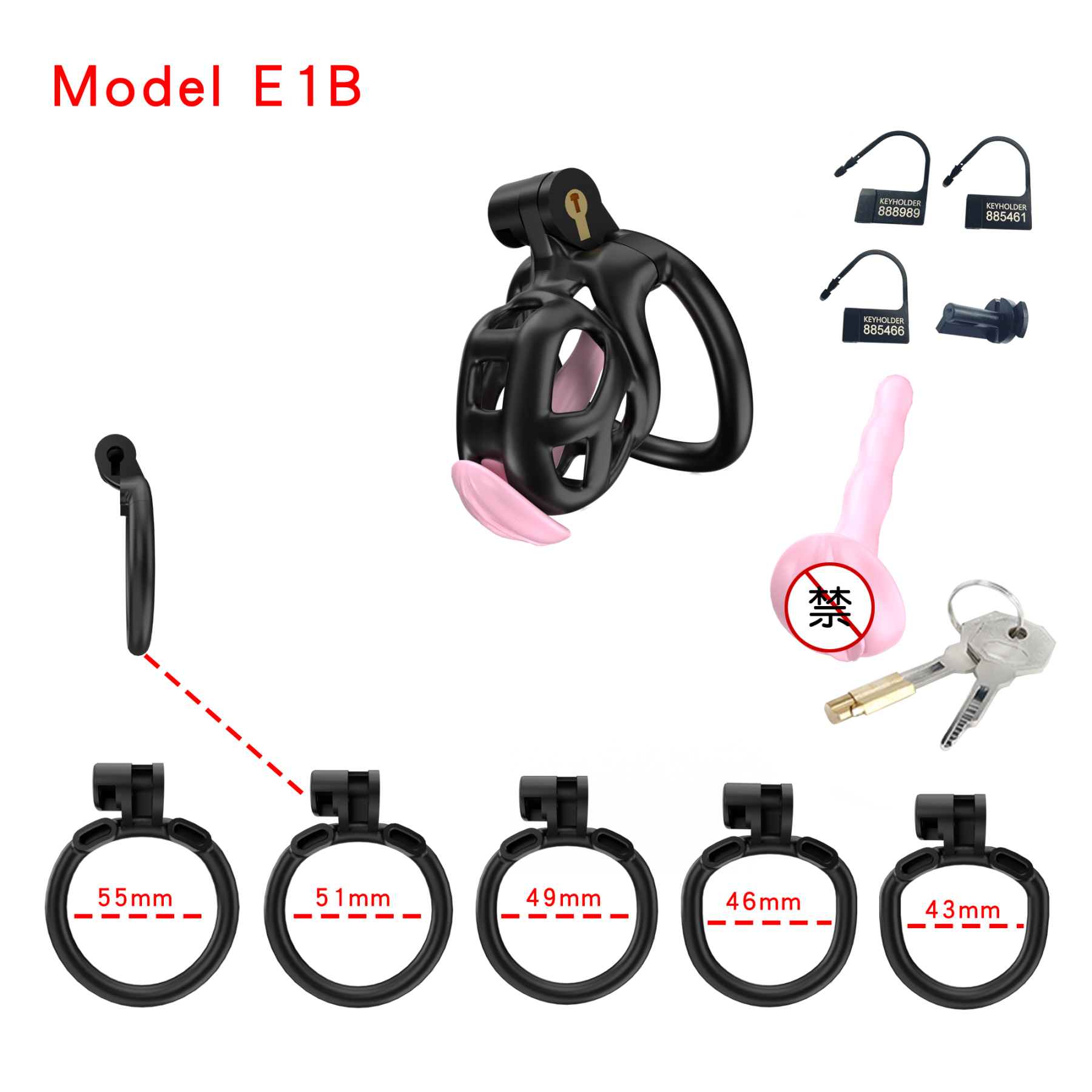 Black ABS Cobra Chastity Cage (5 Sizes)