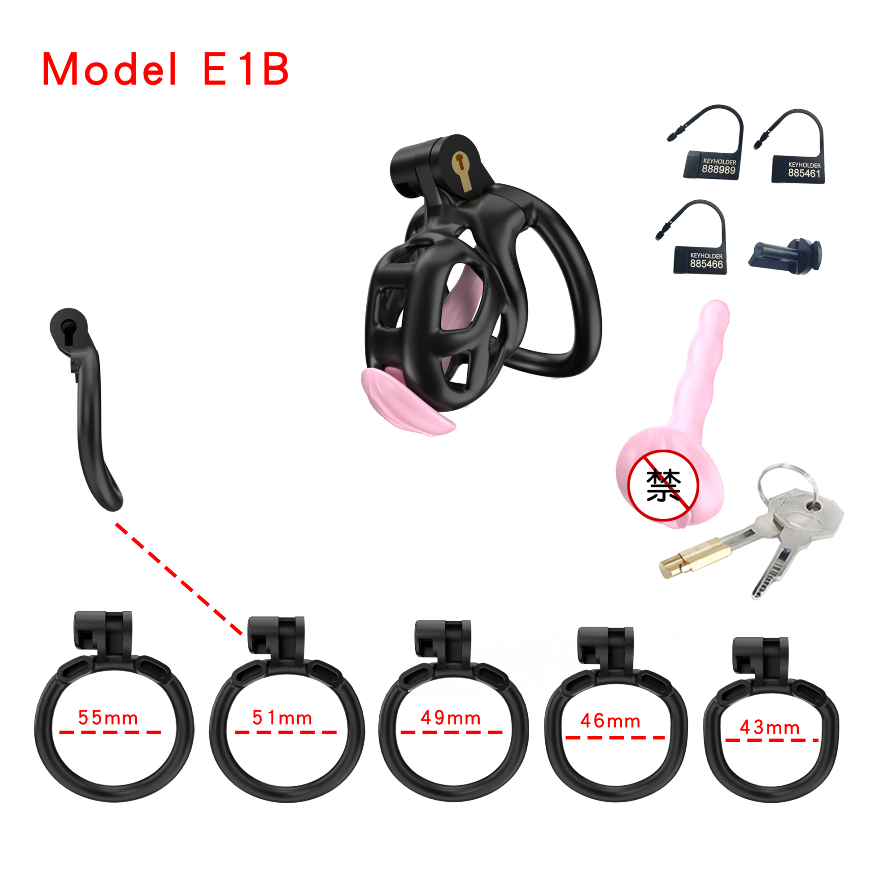 Black ABS Cobra Chastity Cage  (5 Sizes)