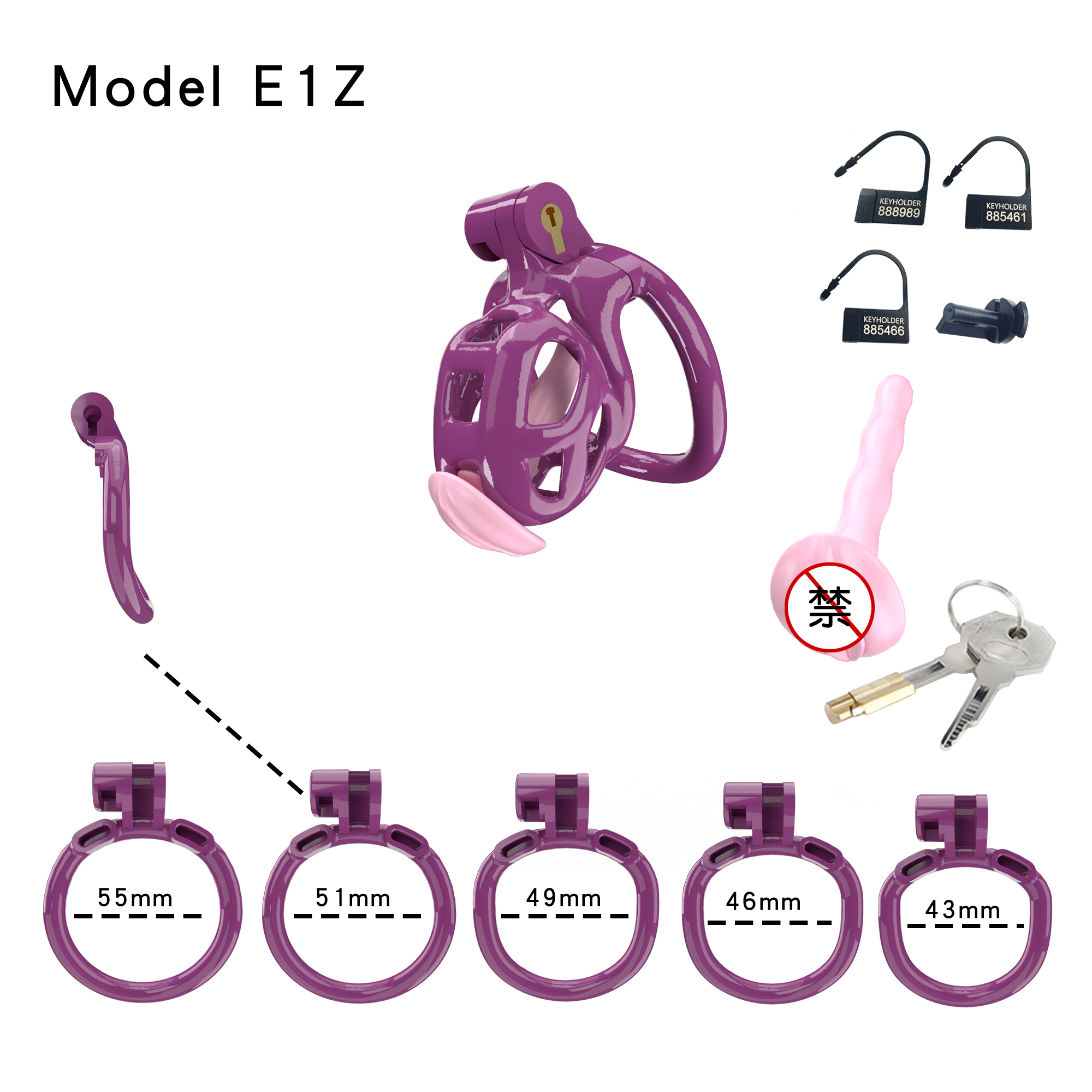 Purple ABS Cobra Chastity Cage – Male Chastity Device (5 Sizes)