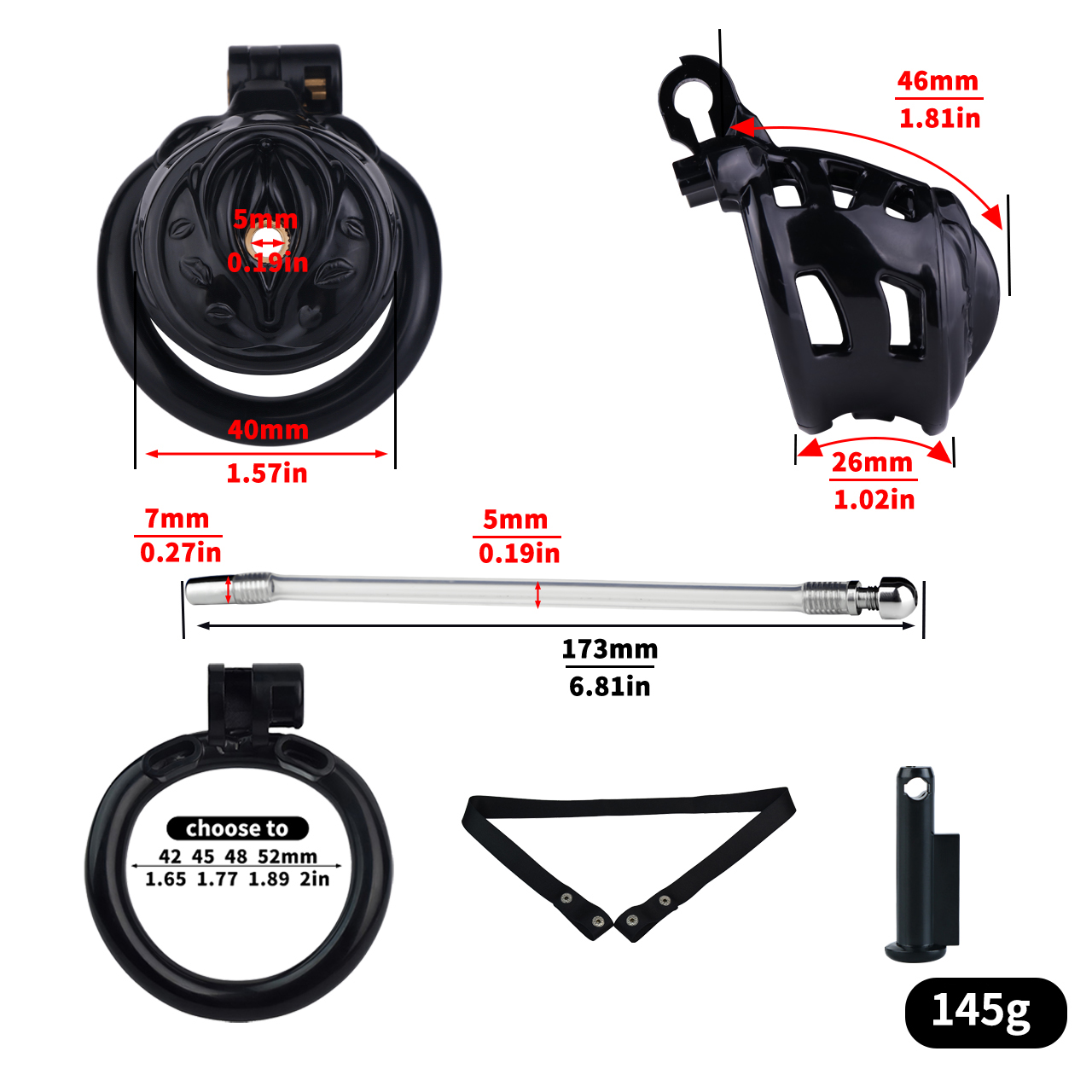 Belted Chastity Lock with Drain Tube – Adjustable Strap System, Secure & Extended Wear Design