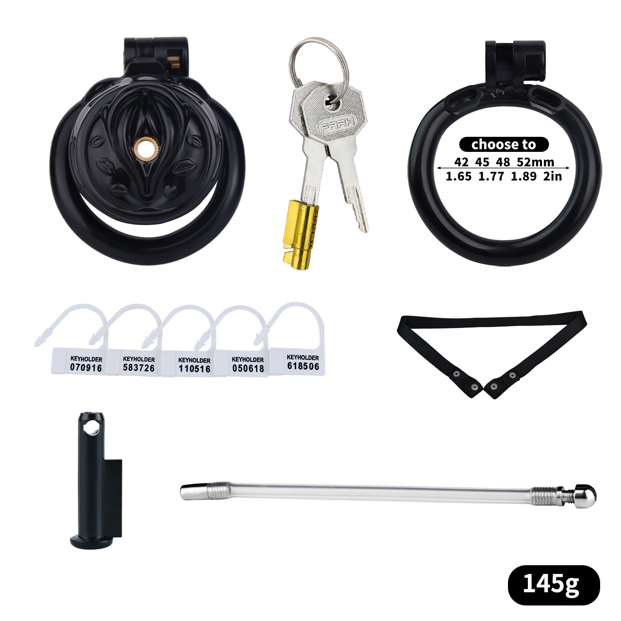 Belted Chastity Lock with Drain Tube – Adjustable Strap System, Secure & Extended Wear Design