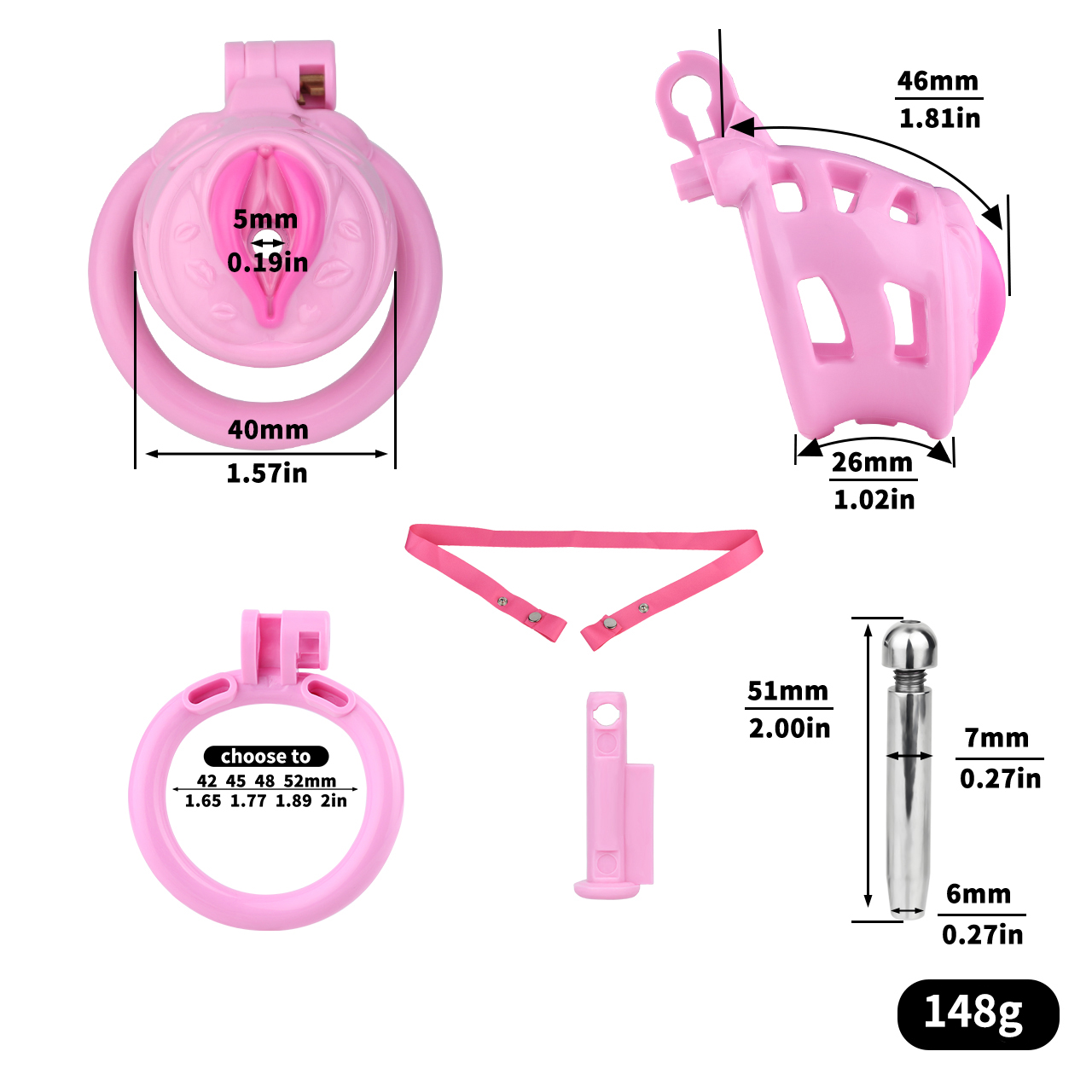 Belted Chastity Lock with Drain Tube – Adjustable Strap System, Secure & Extended Wear Design