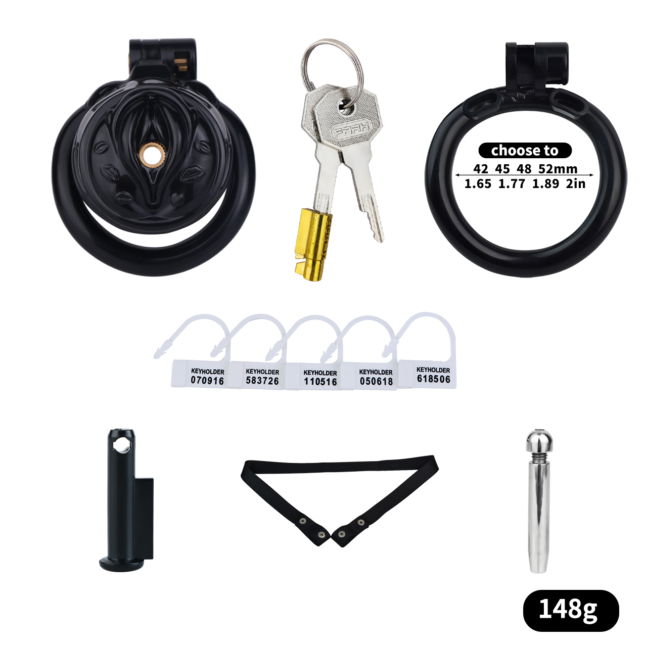 Belted Chastity Lock with Drain Tube – Adjustable Strap System, Secure & Extended Wear Design
