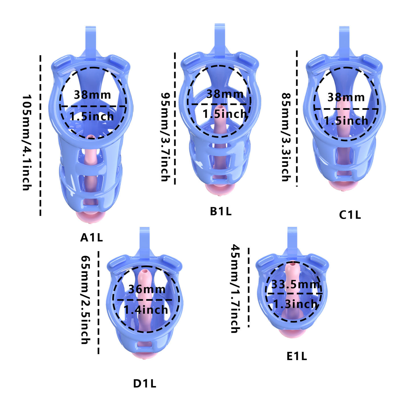 Blue ABS Cobra Chastity Cage – Male Chastity Device (5 Sizes)