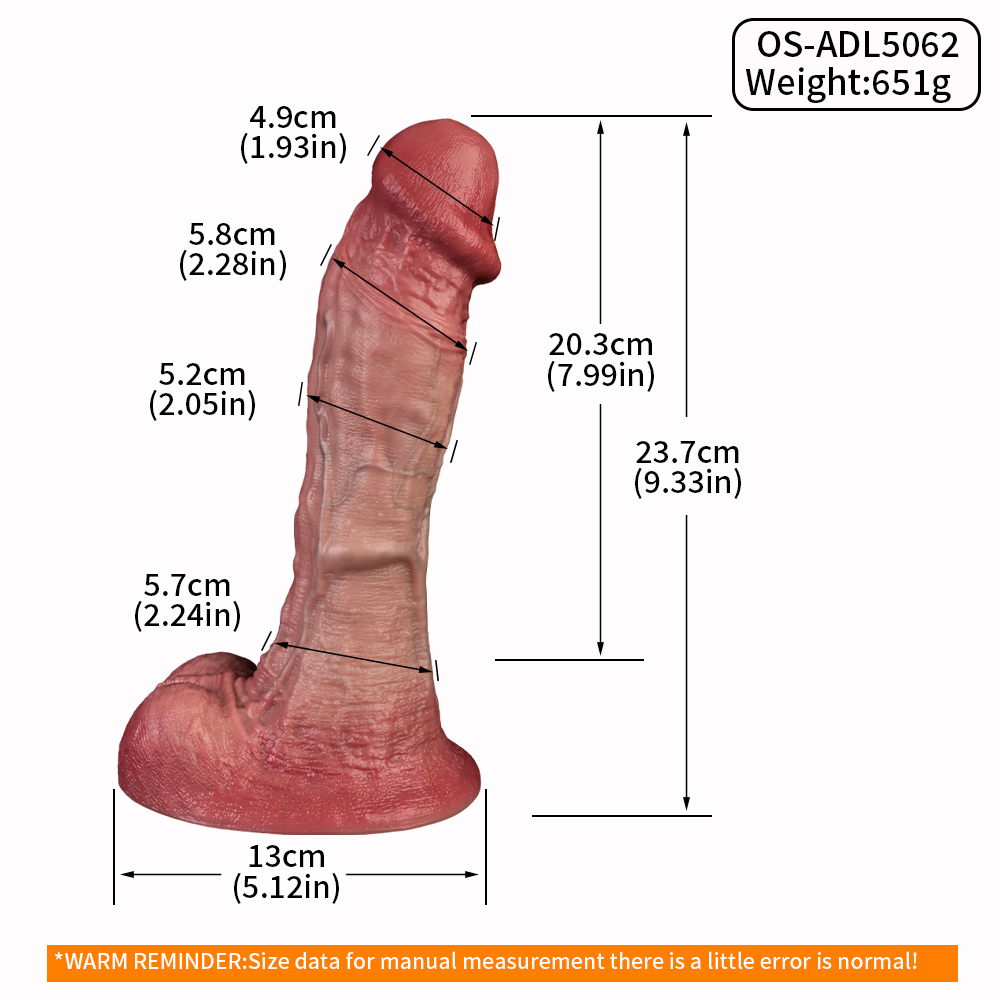 OS-ADL5062-Realistic Dual-Layer Firmness Skin-Tone Silicone Dildo