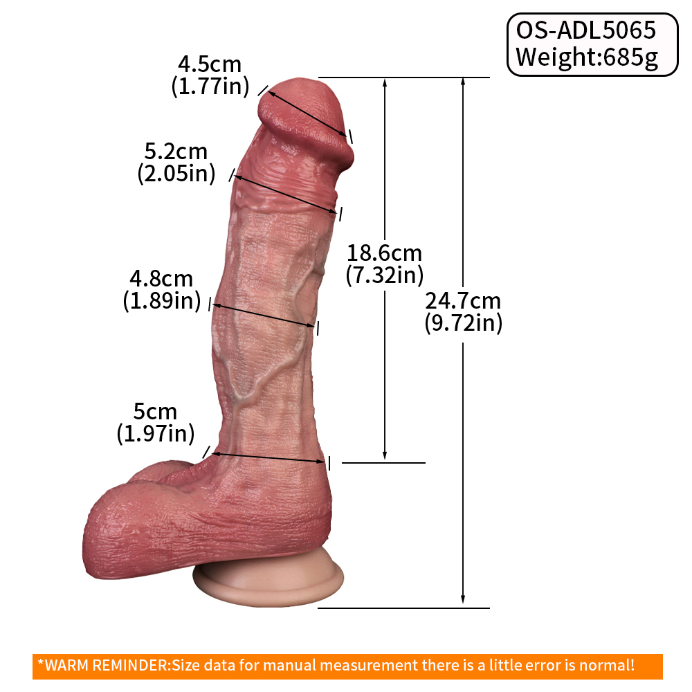 OS-ADL5065-Realistic Dual-Layer Firmness Skin-Tone Dildo