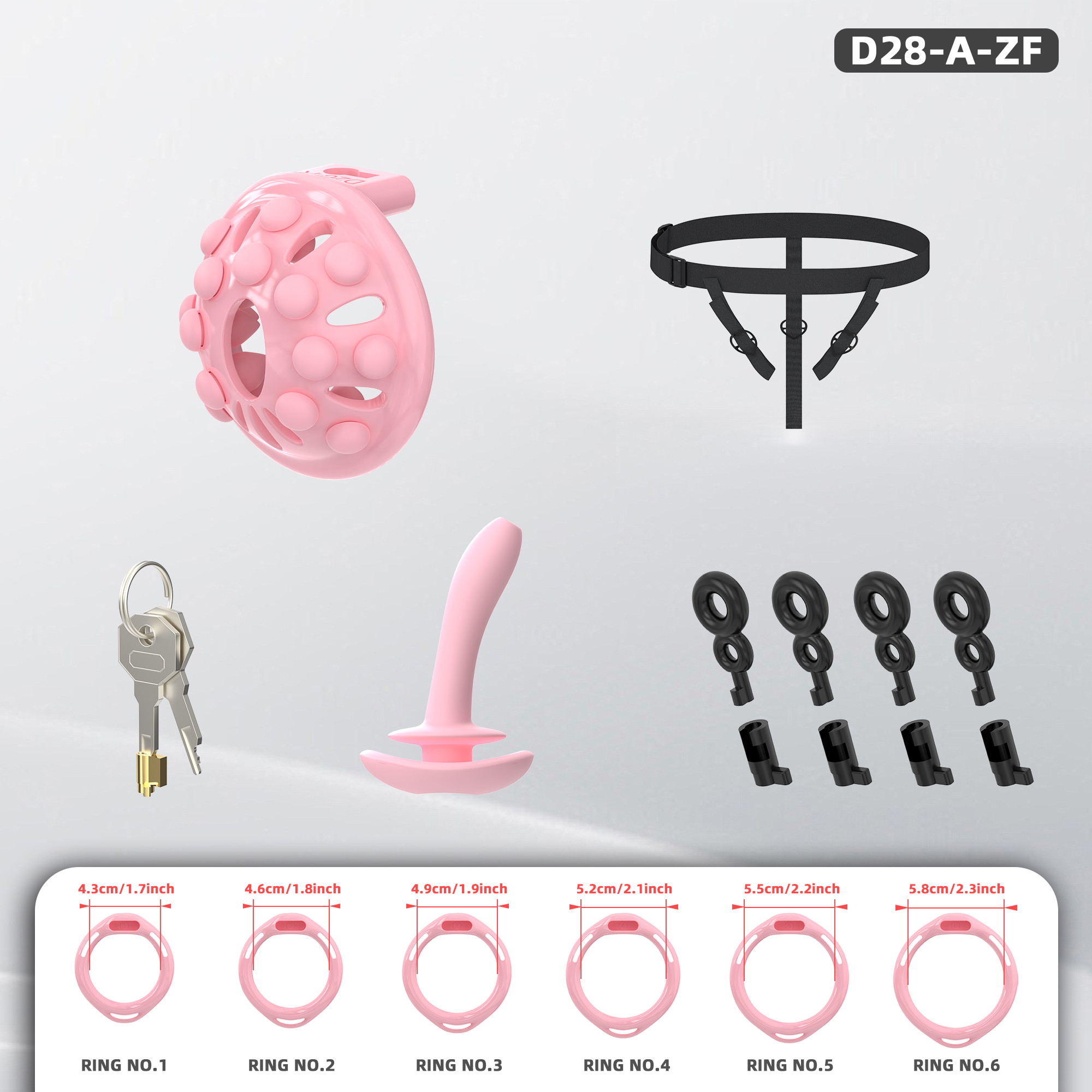 Adjustable Silicone Bead Chastity Lock Device for Men – Wearable Waist Belt & Strapless Options, Pink/Purple/Black Secure Intimate Cage with Soft Silicone Stimulation Beads