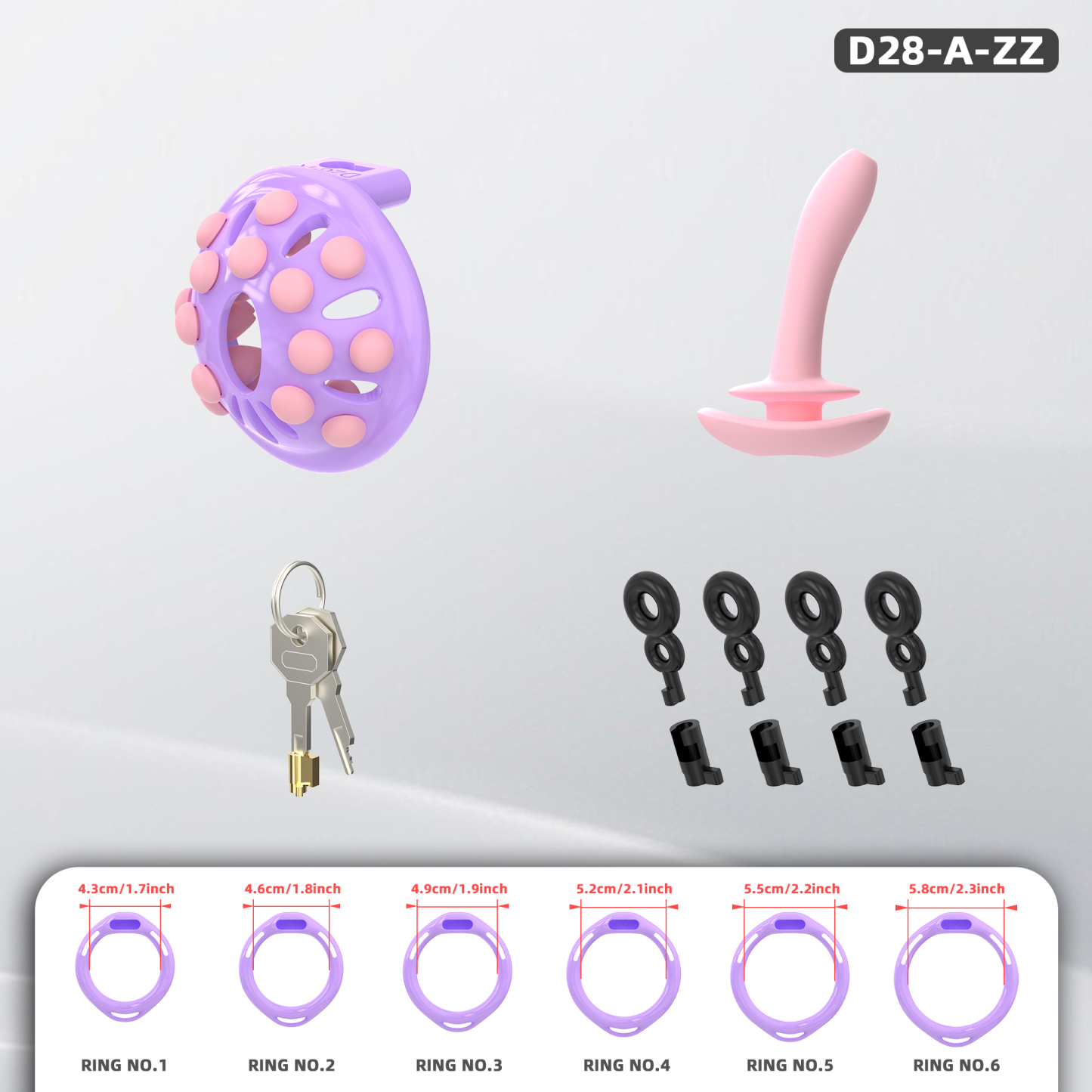 Adjustable Silicone Bead Chastity Lock Device for Men – Wearable Waist Belt & Strapless Options, Pink/Purple/Black Secure Intimate Cage with Soft Silicone Stimulation Beads