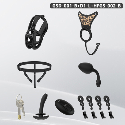 Leopard Print Wearable Chastity Cage with Remote Vibrating Plug
